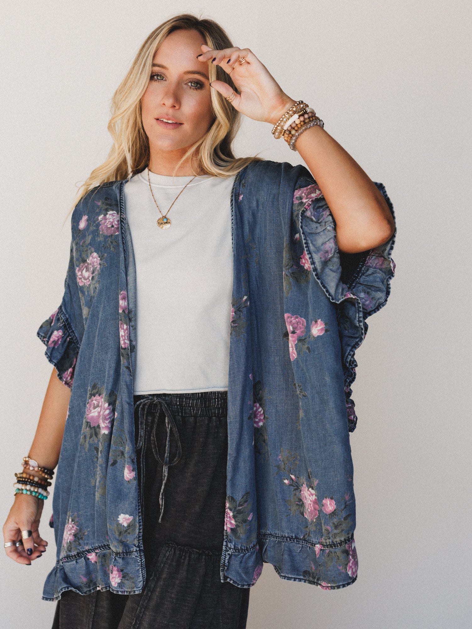 Robbie Floral Denim Jacket - Denim - Image 3