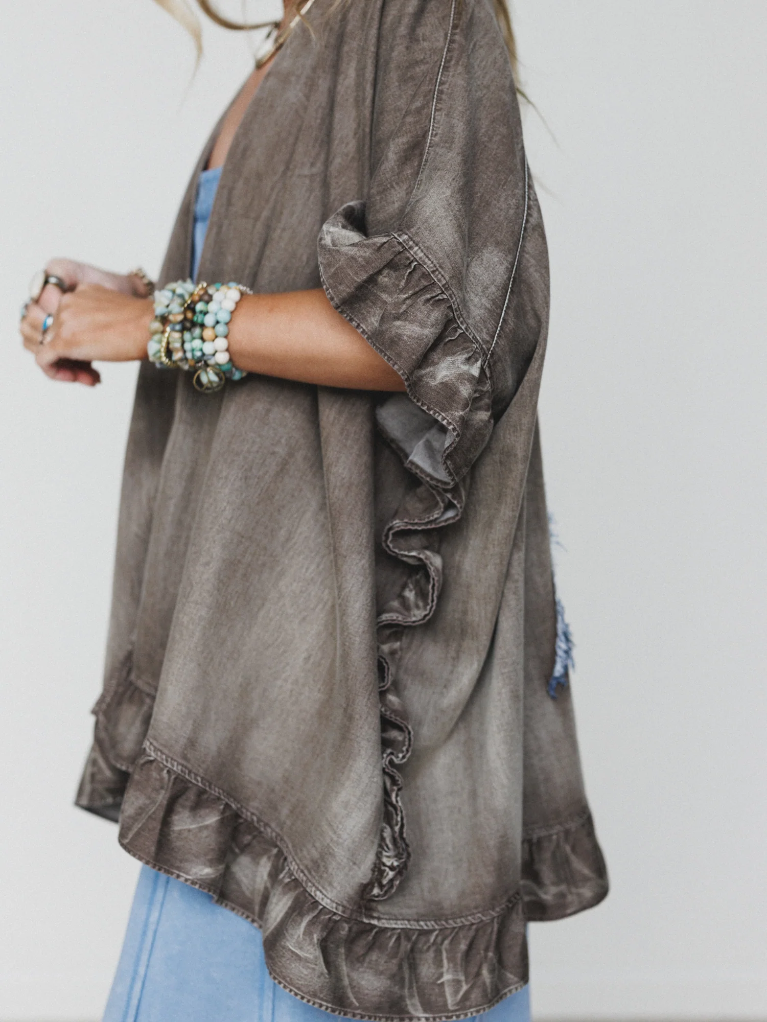 Robbie Star Patchwork Denim Jacket - Mocha - Image 3