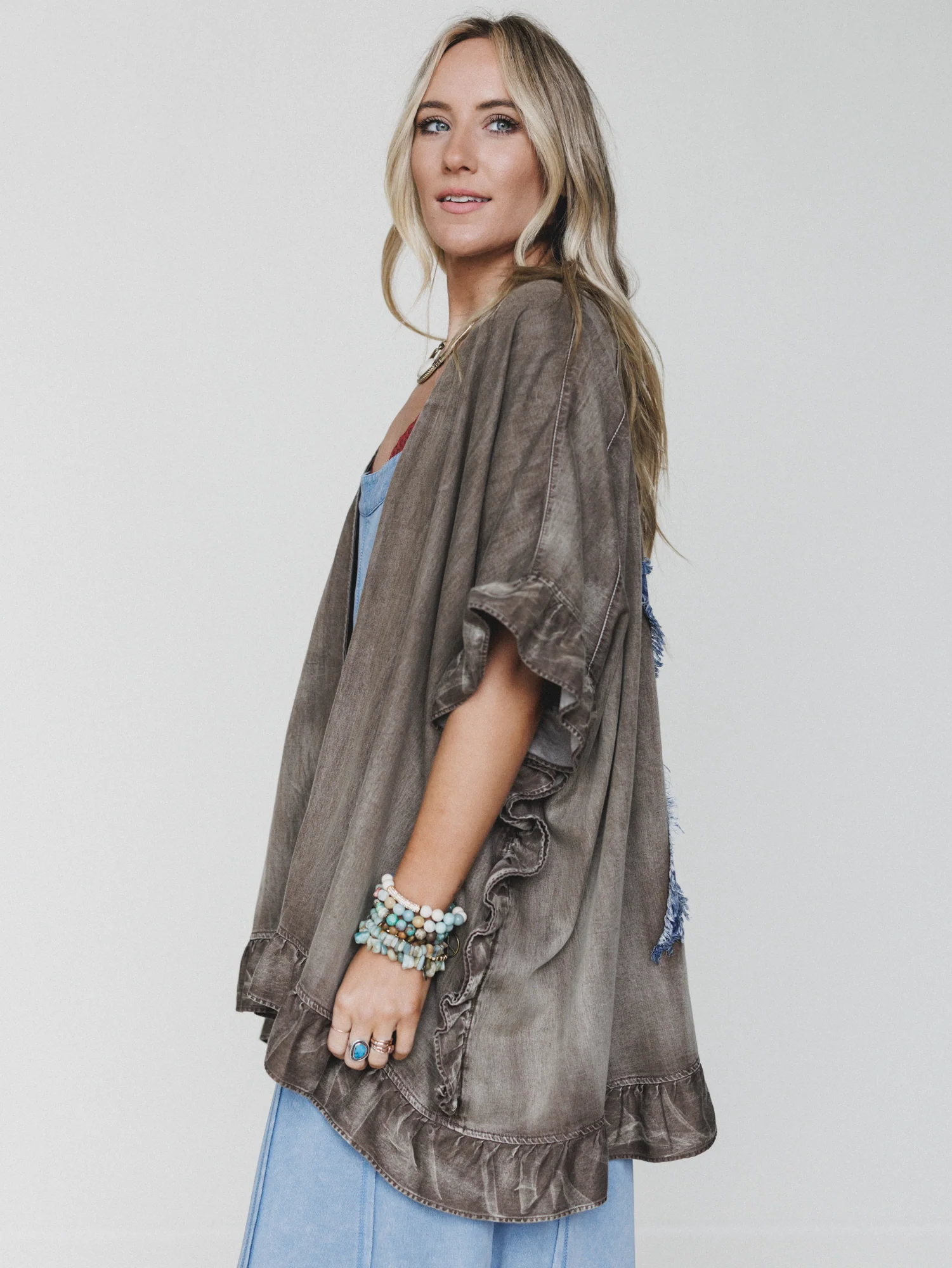 Robbie Star Patchwork Denim Jacket - Mocha - Image 5