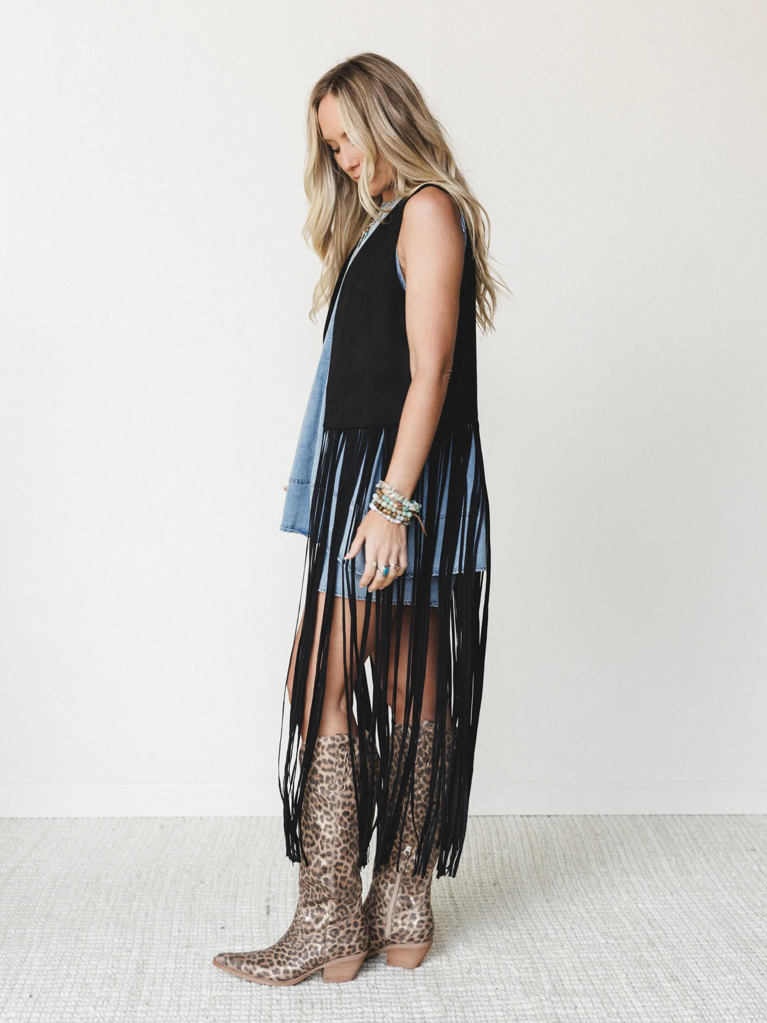 Rock the West Fringe Vest - Black - Image 3