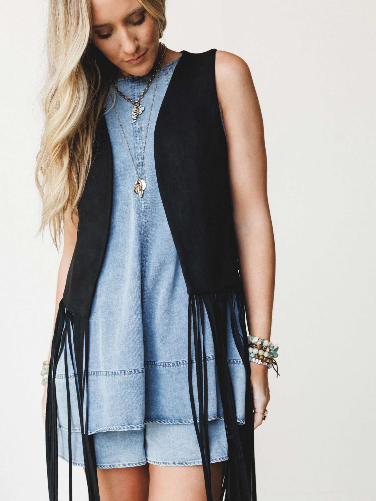 Rock the West Fringe Vest - Black - Image 5