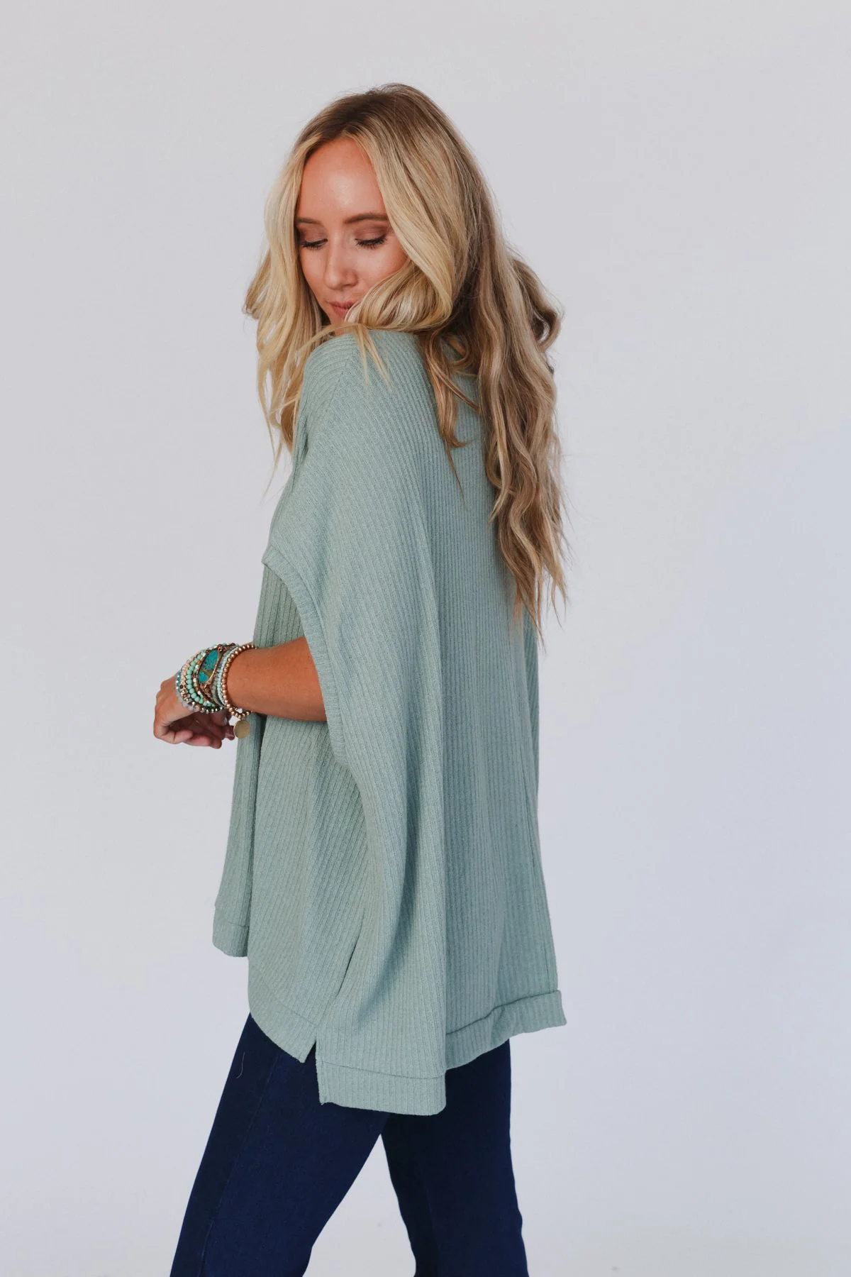 The Nest Rowan Oversized Ribbed Knit Top - Sage - Image 3