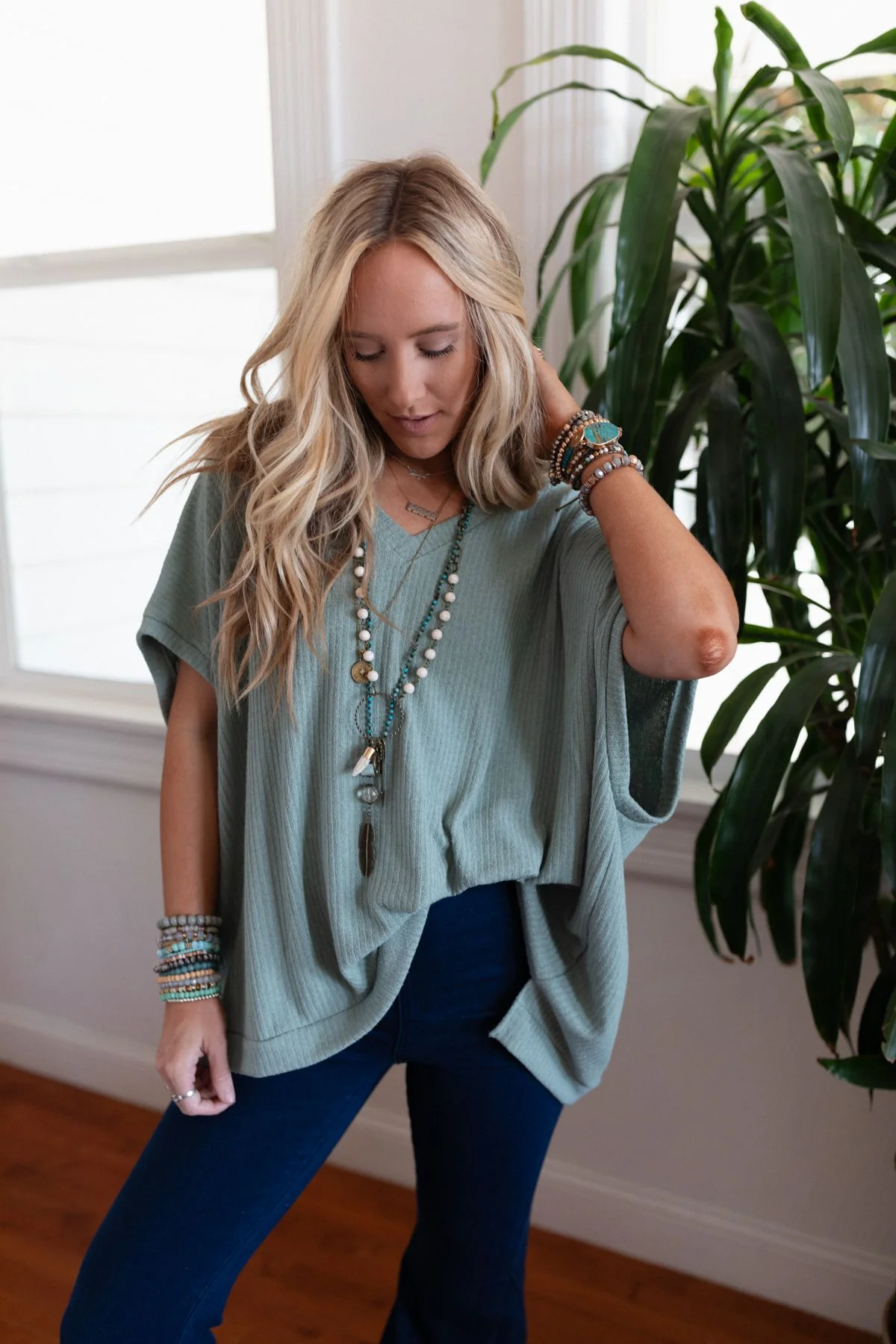 The Nest Rowan Oversized Ribbed Knit Top - Sage - Image 8