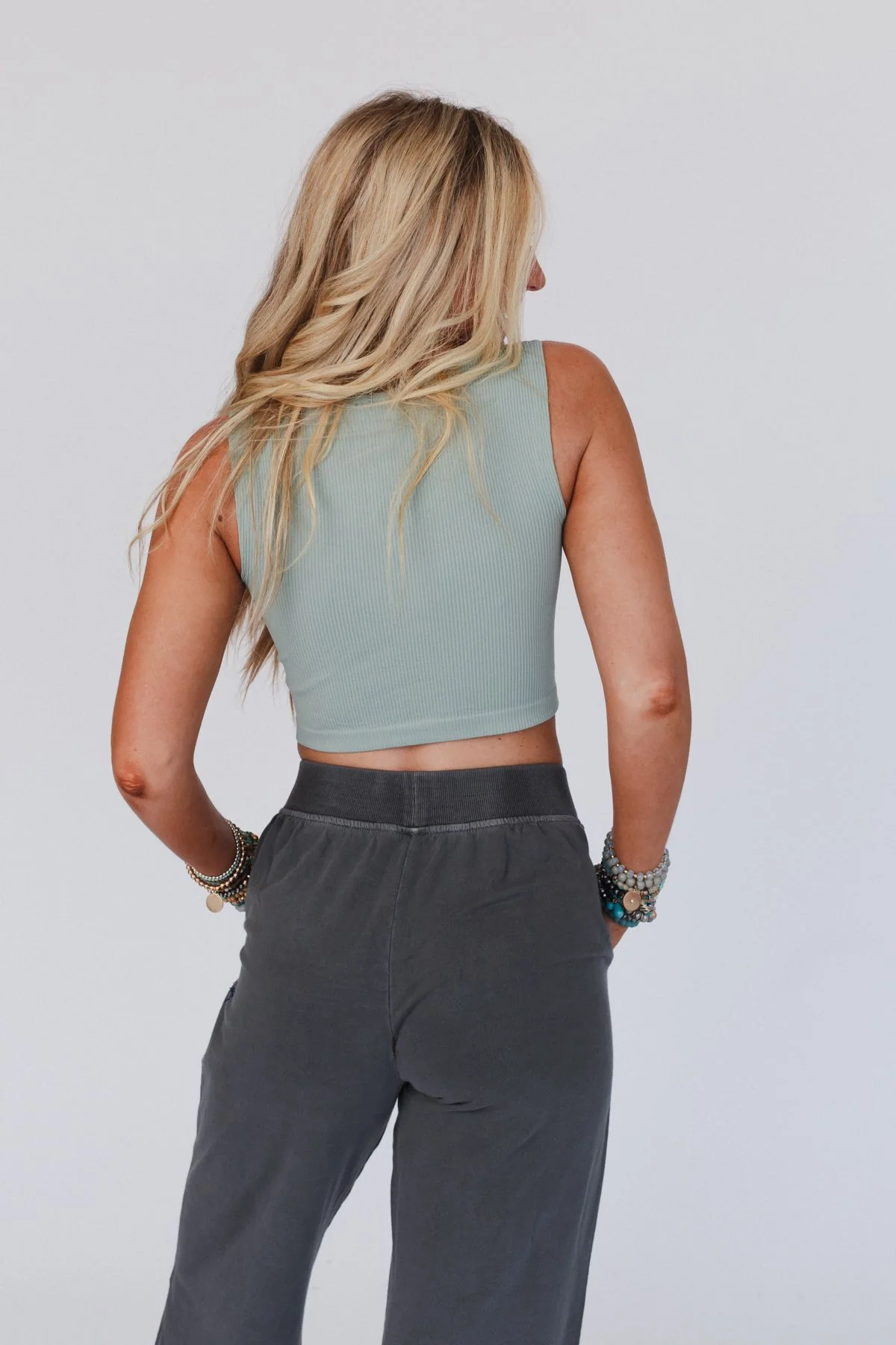 Rue Ribbed Henley Brami - Sage - Image 4