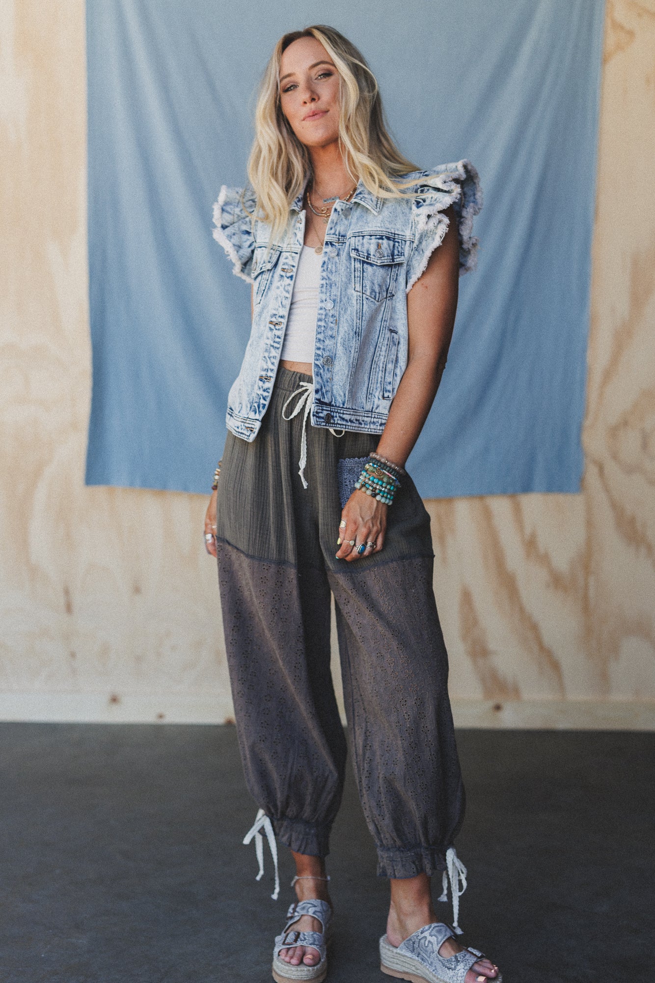 Ruffle And Roam Denim Jacket - Light Wash - Image 2