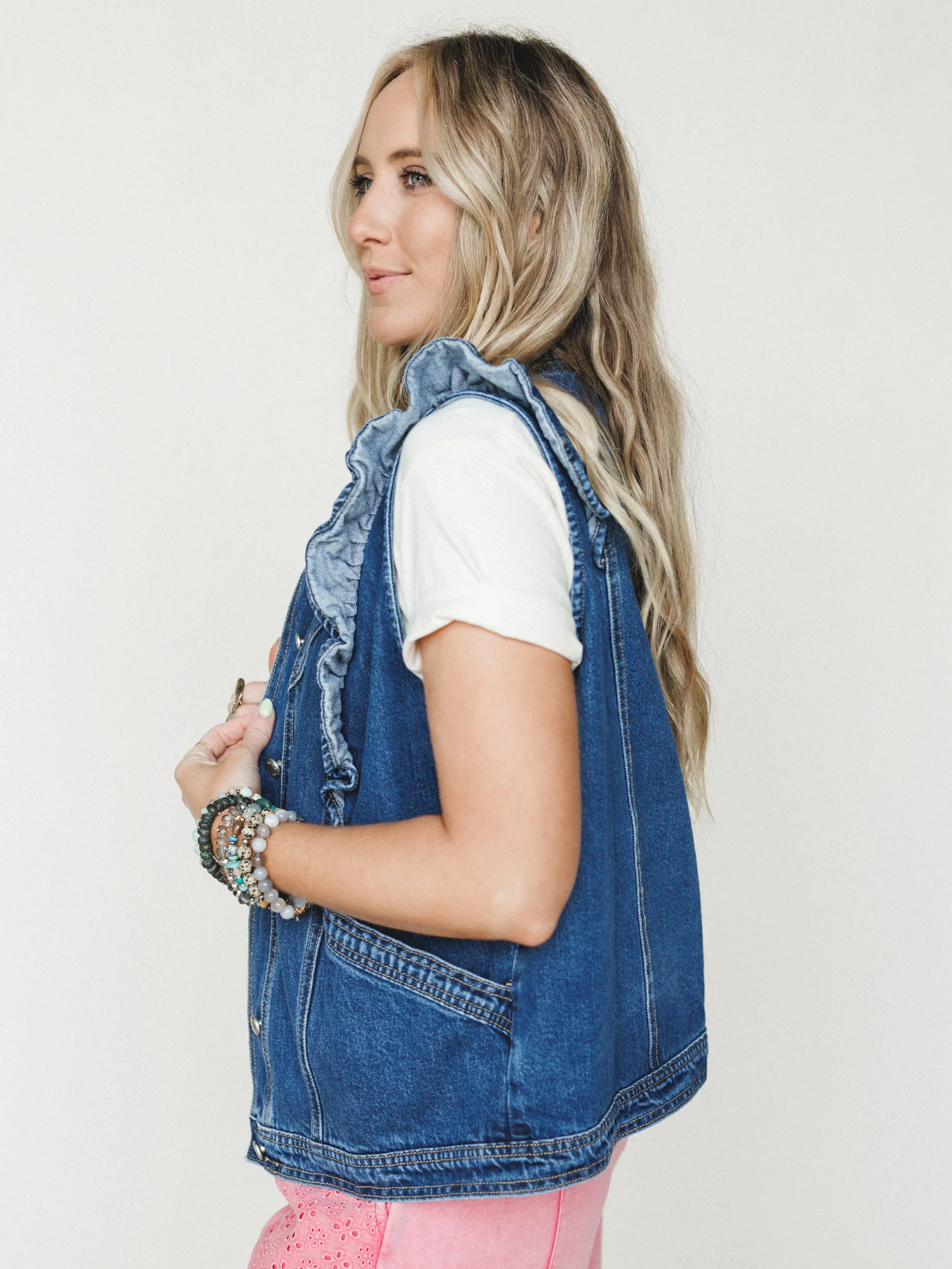 Ruffle Rebel Denim Vest - Denim - Image 3