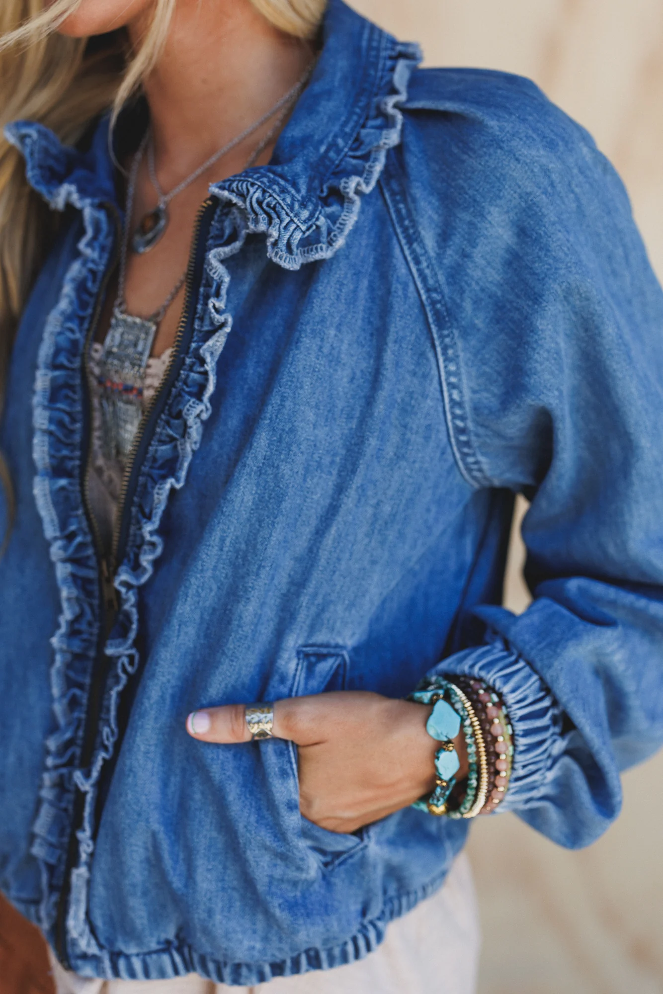 Ruffles And Thrills Denim Jacket - Denim - Image 3