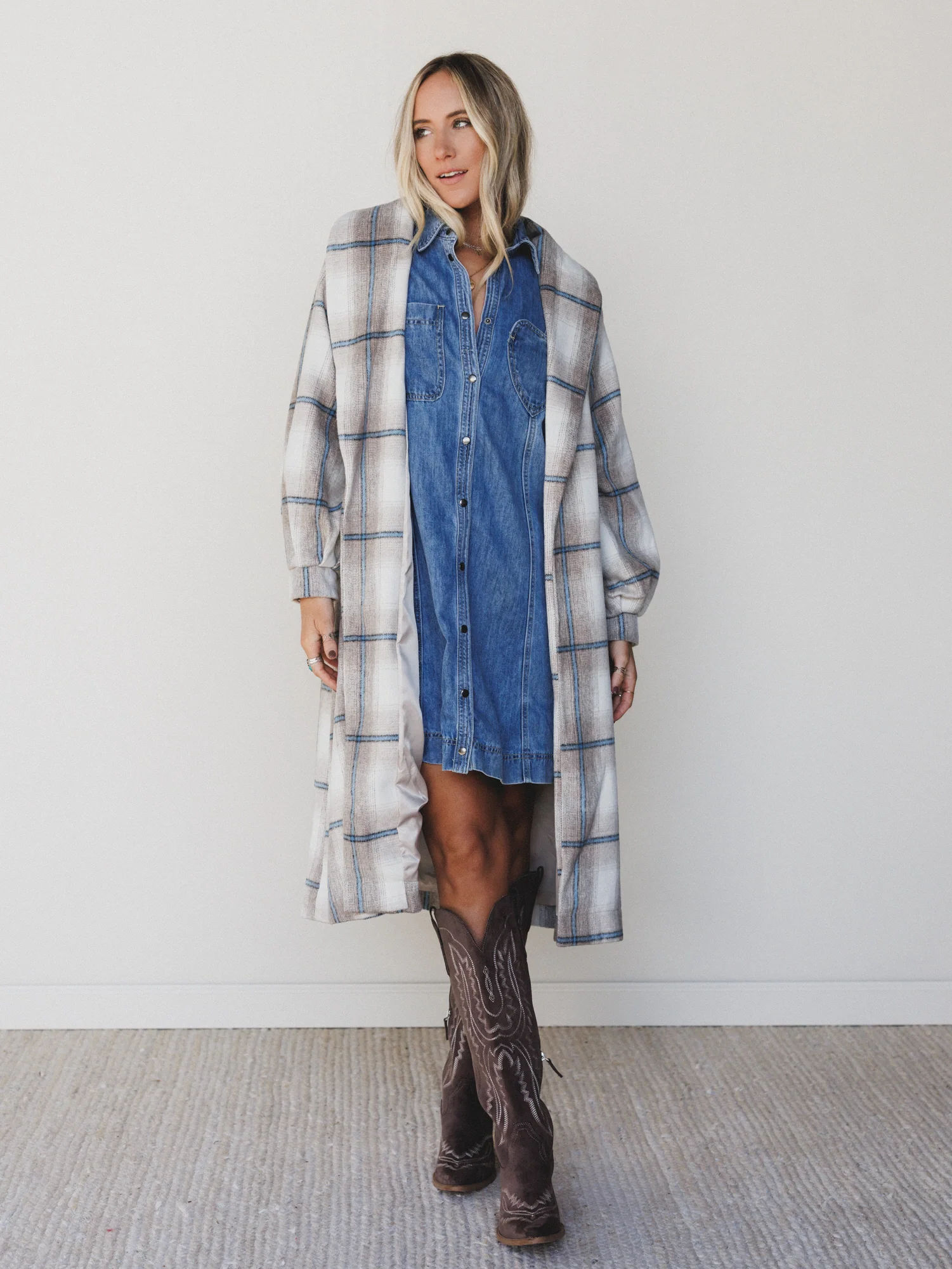 Rustic Gatherings Plaid Coat - Mocha - Image 3
