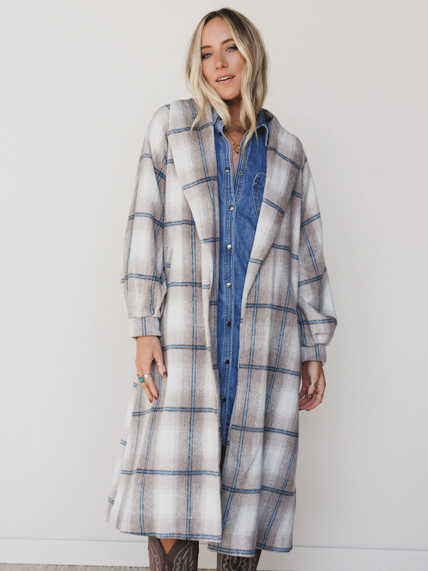 Rustic Gatherings Plaid Coat - Mocha - Image 4