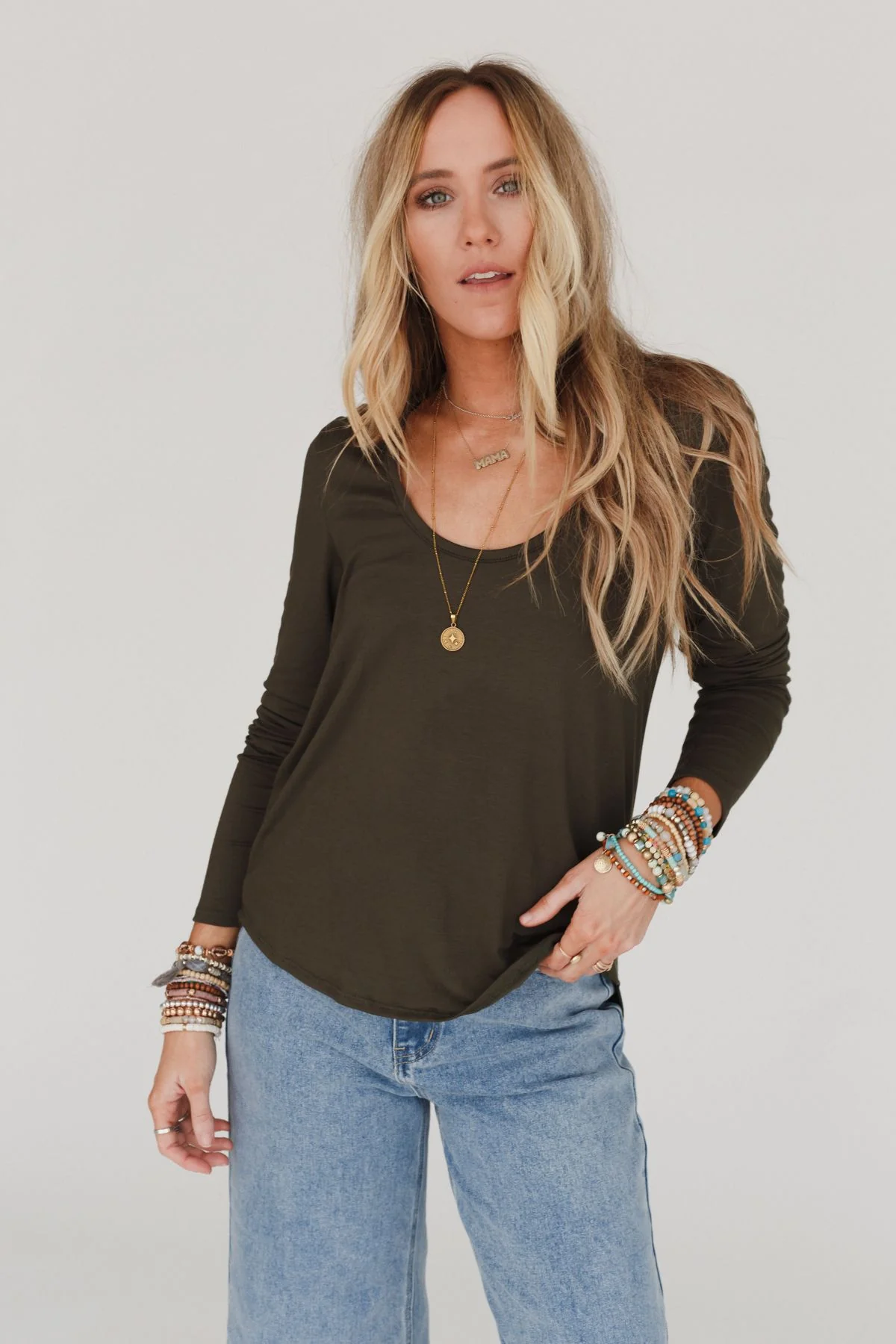 Ryder Long Sleeve Bralette Tee - Olive - Image 5