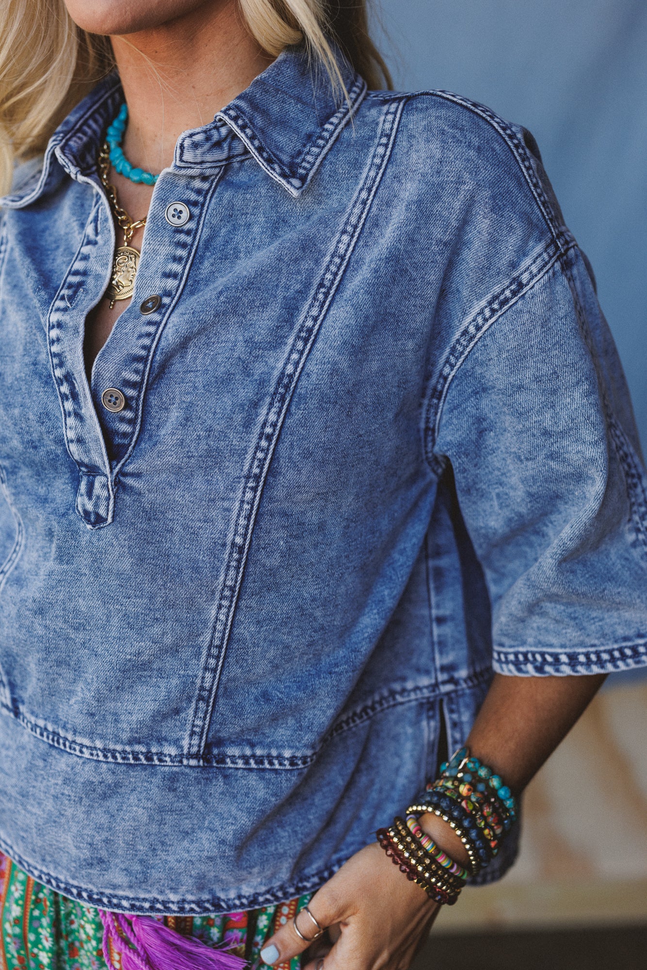 Saddle Up Style Denim Top - Denim - Image 2