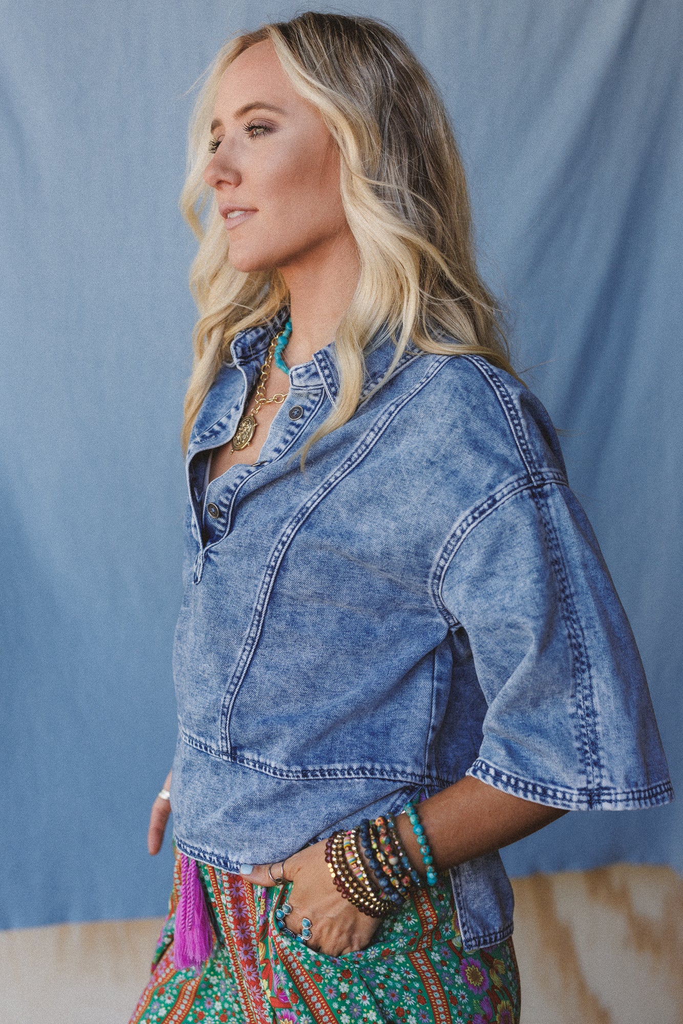 Saddle Up Style Denim Top - Denim - Image 3
