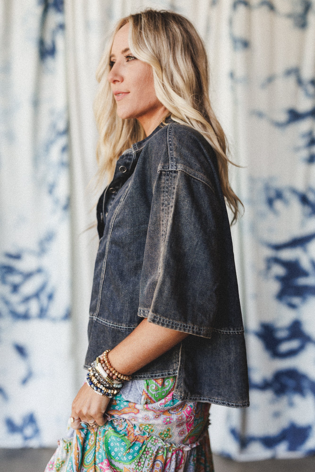 Saddle Up Style Denim Top - Gray Denim - Image 2