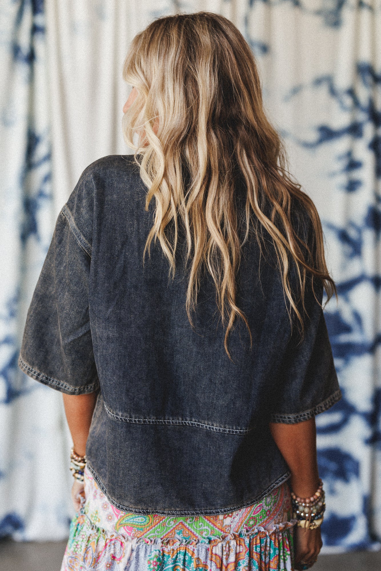 Saddle Up Style Denim Top - Gray Denim - Image 3