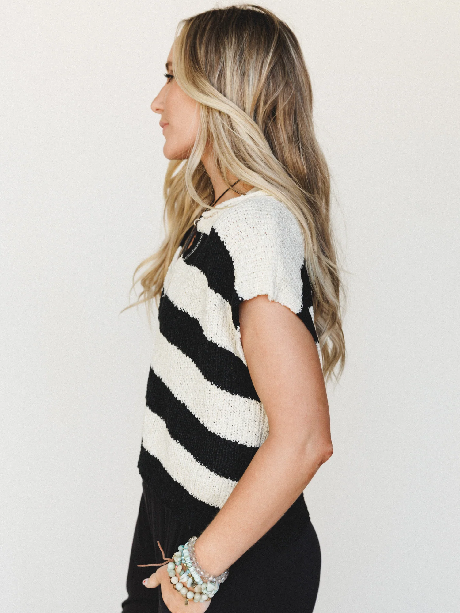 Sailor Striped Sweater Top - Black - Image 2