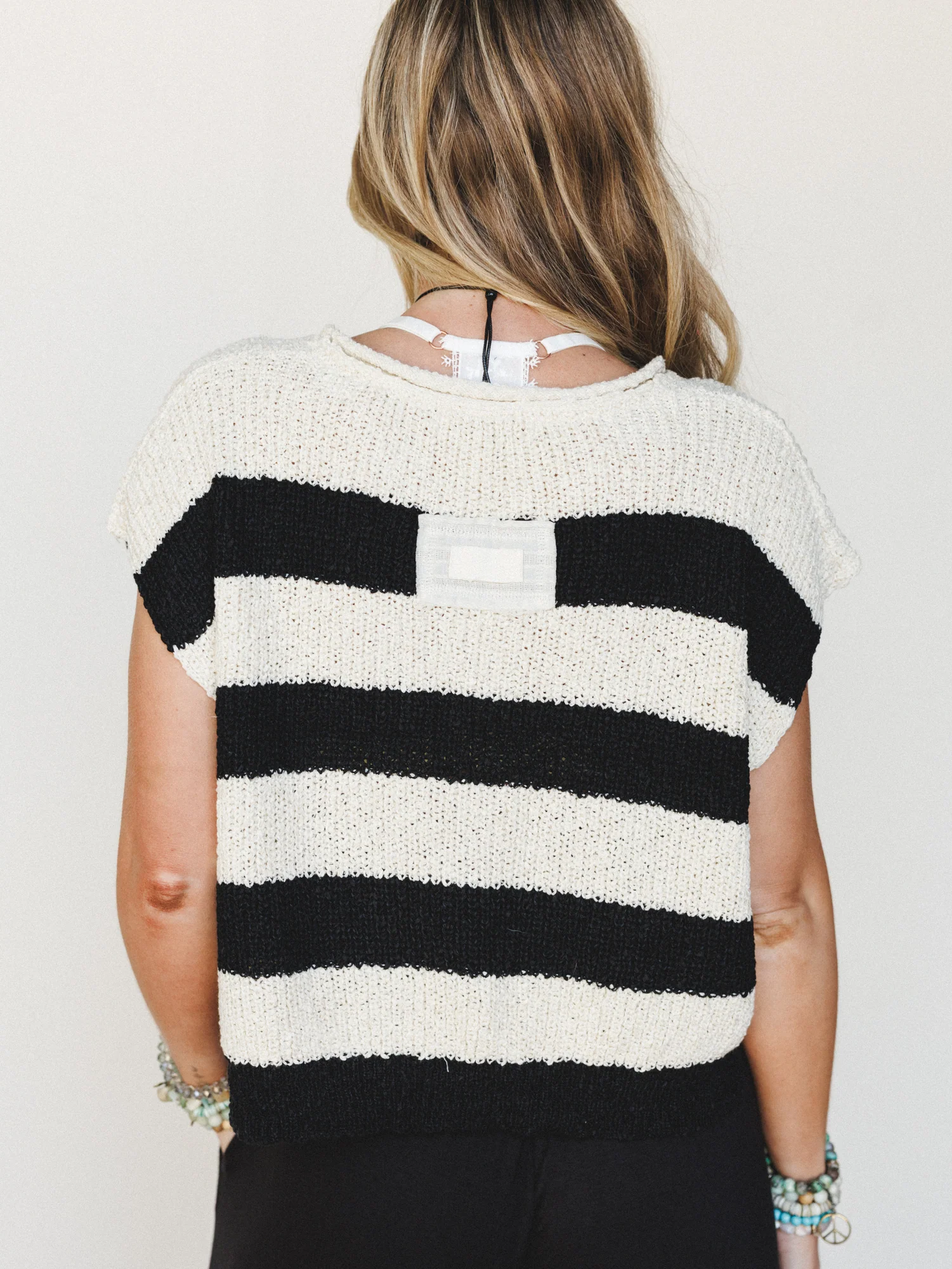 Sailor Striped Sweater Top - Black - Image 4