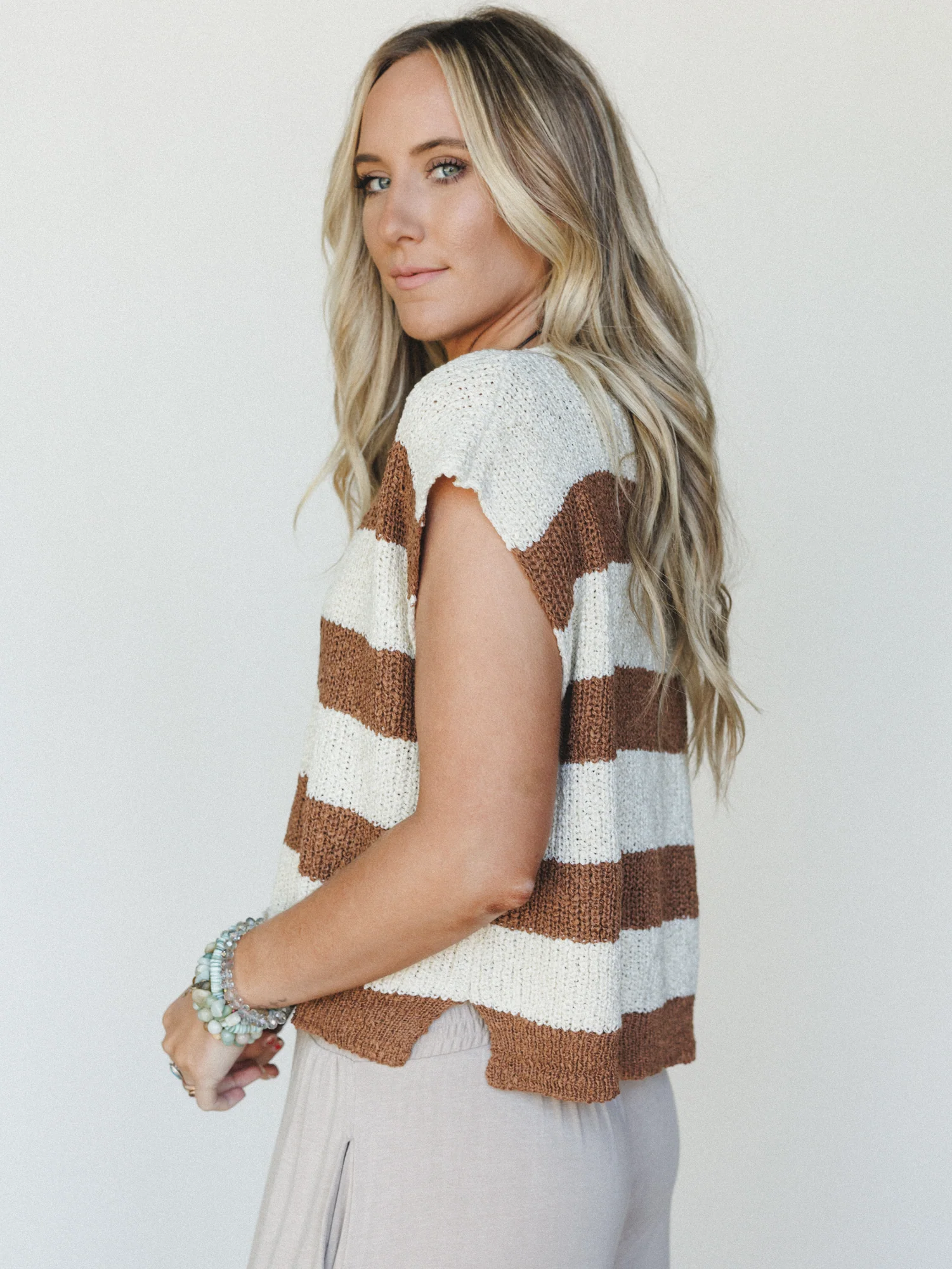 Sailor Striped Sweater Top - Deep Camel - Image 2