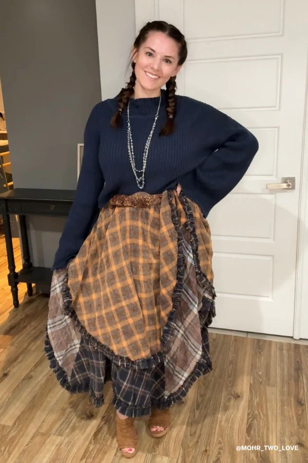 Sand Dancer Plaid Skirt - Navy - Image 2