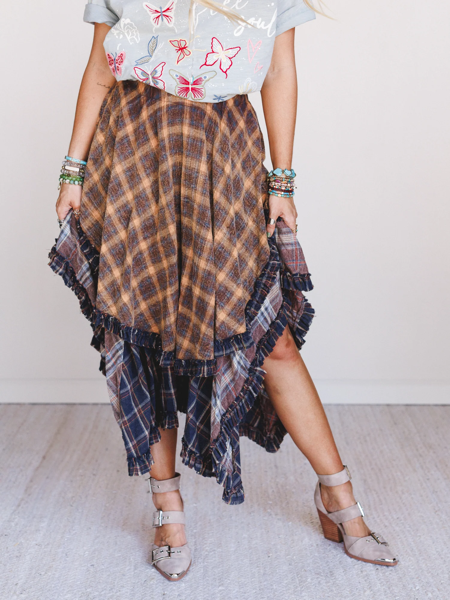 Sand Dancer Plaid Skirt - Navy - Image 4