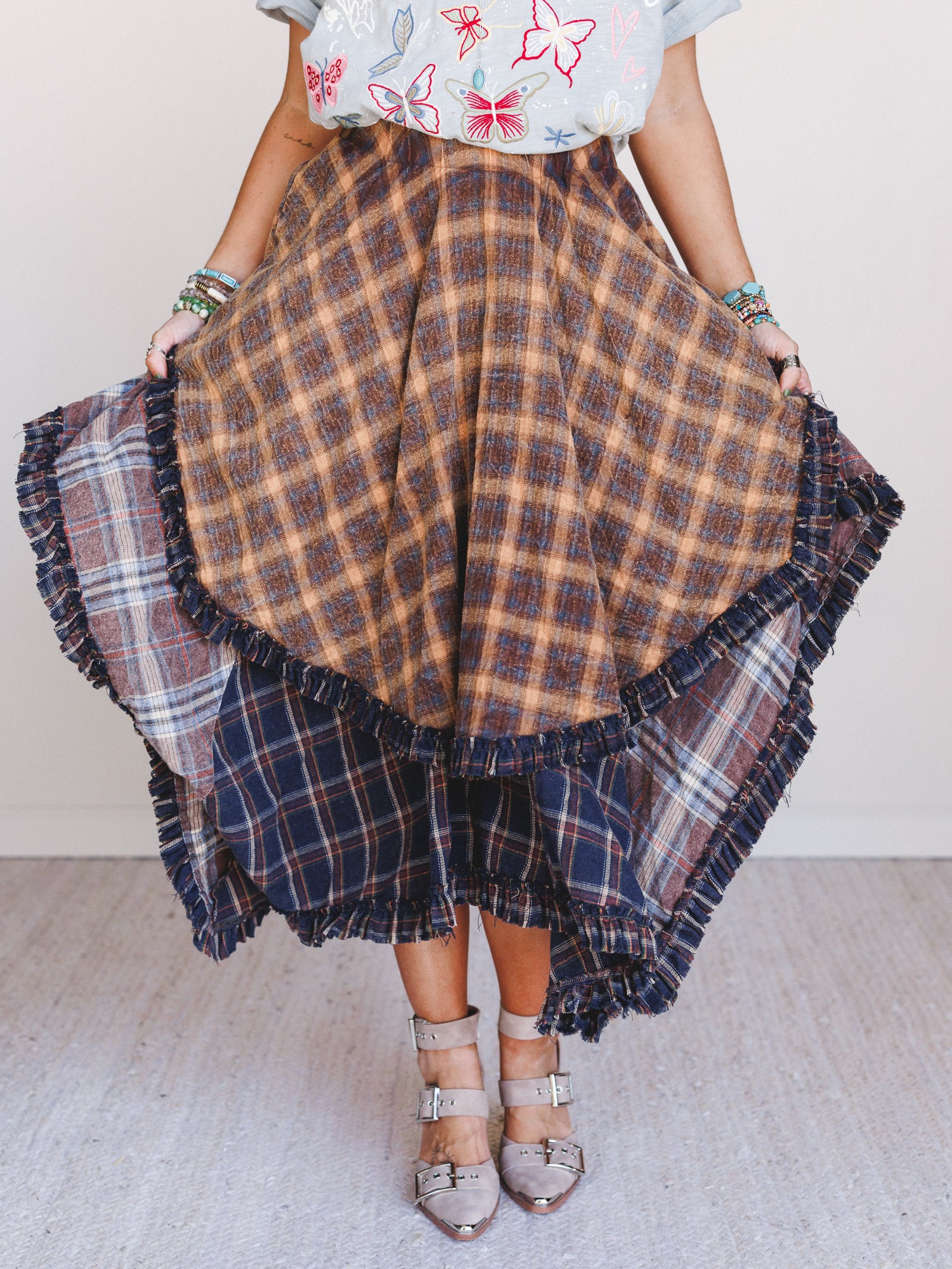Sand Dancer Plaid Skirt - Navy - Image 6