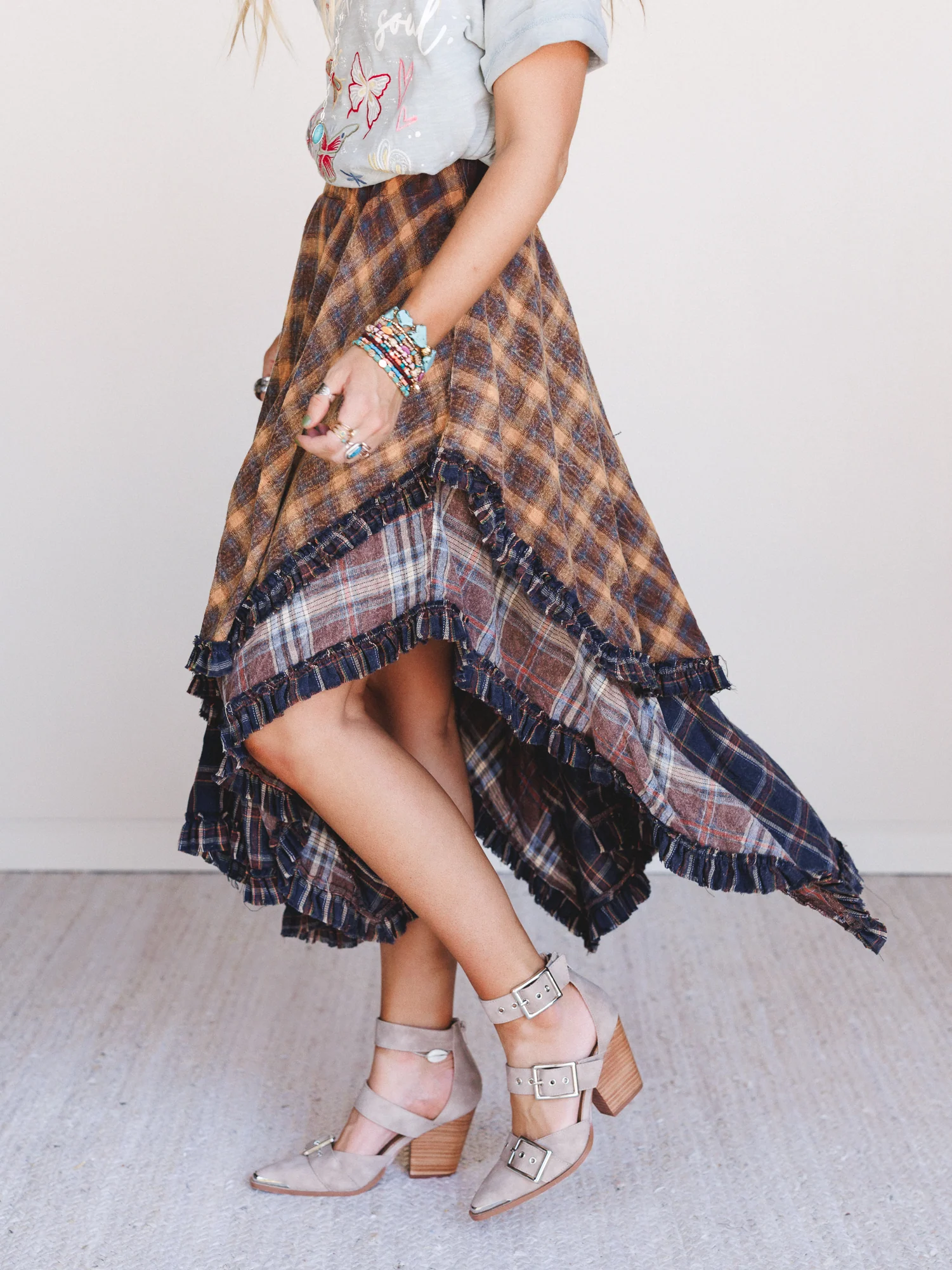 Sand Dancer Plaid Skirt - Navy - Image 7
