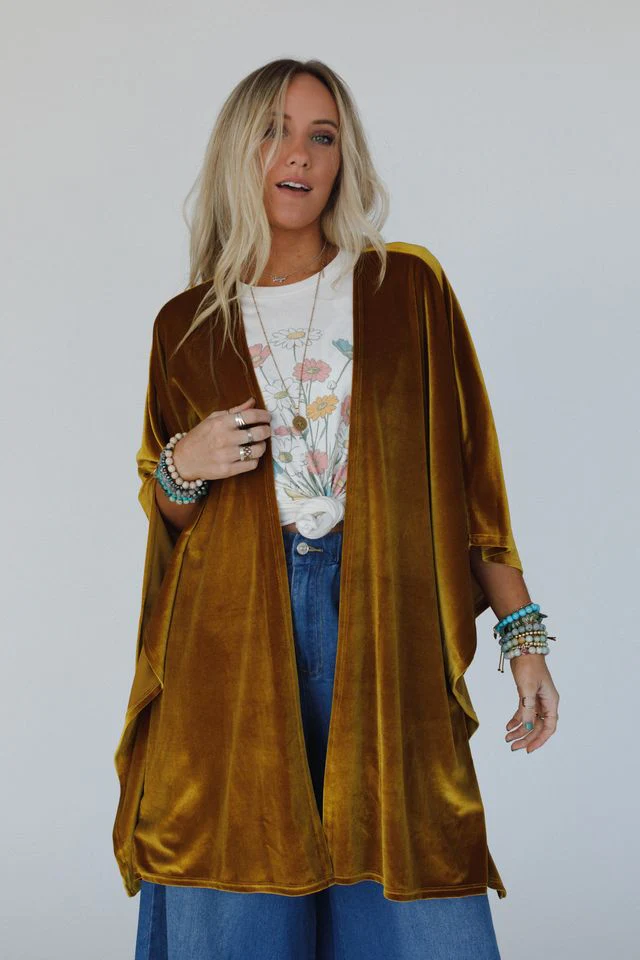 The Nest Savoy Velvet Kimono - Marigold - Image 10