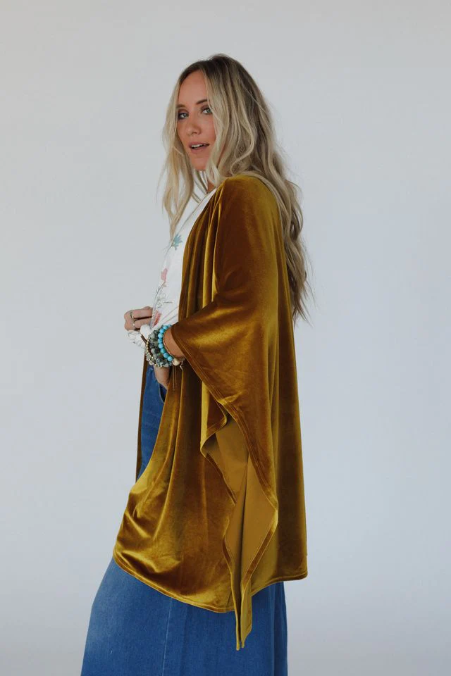 The Nest Savoy Velvet Kimono - Marigold - Image 8
