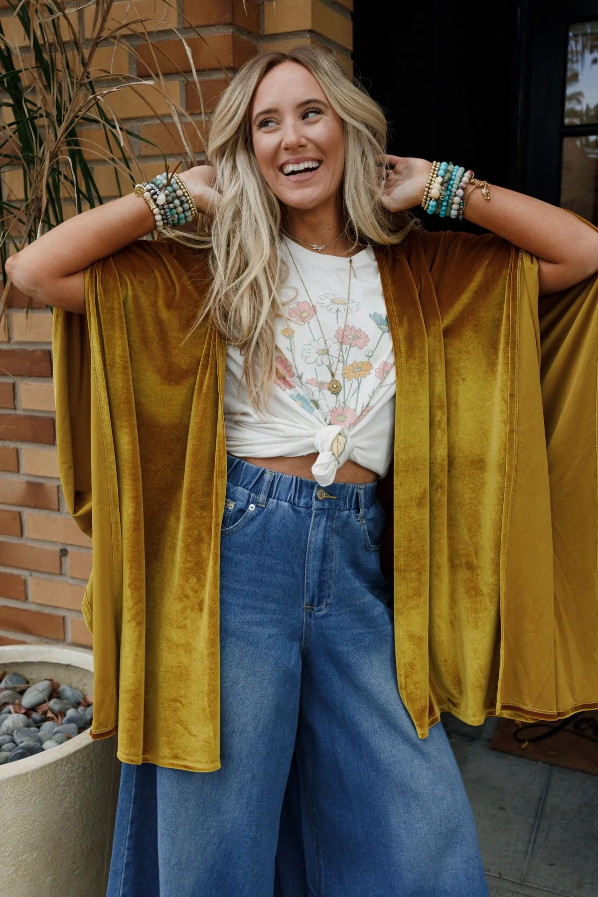 The Nest Savoy Velvet Kimono - Marigold - Pre Order - Image 2