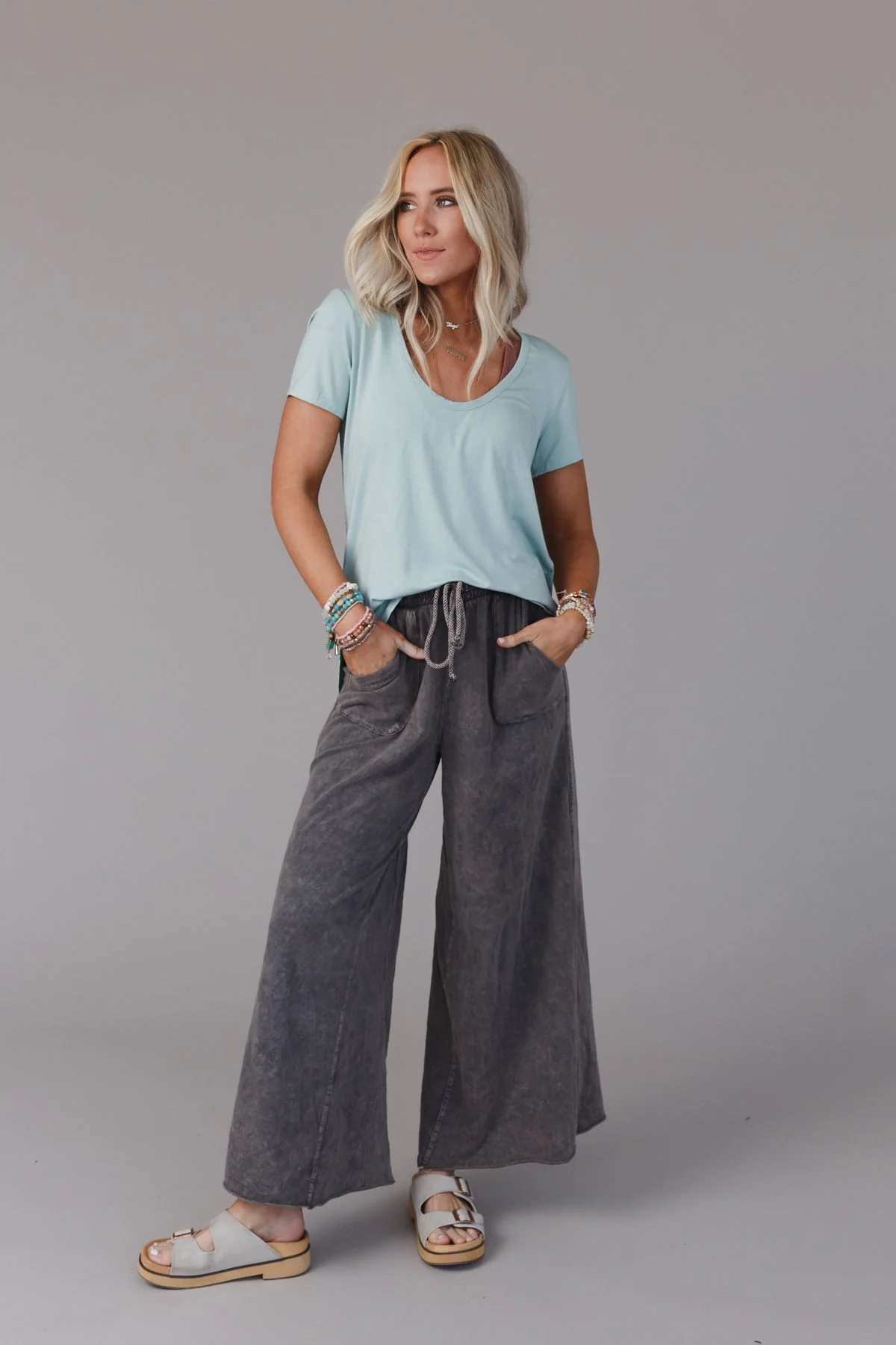 Scoop Neck Bralette Tee - Washed Seafoam - Image 5