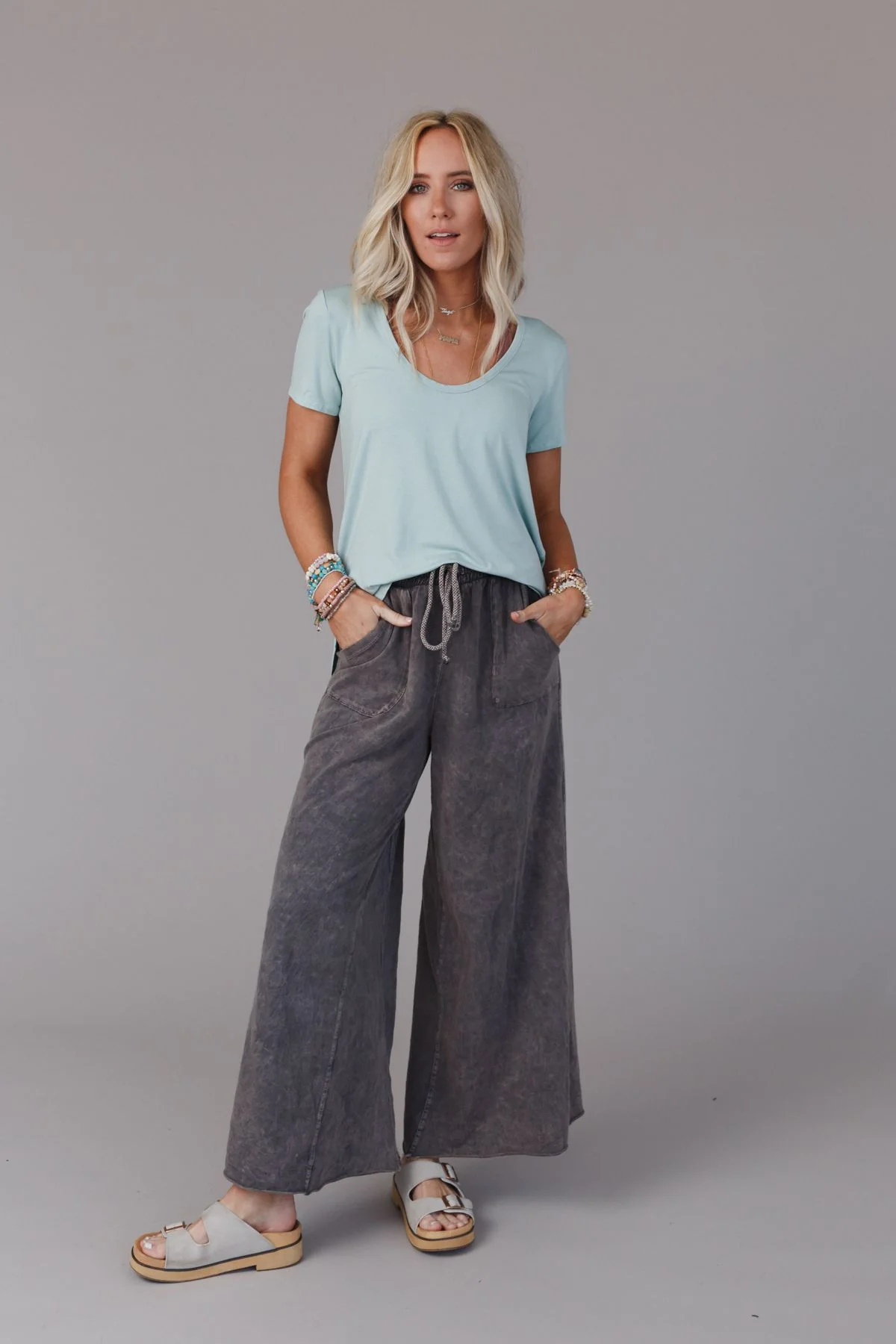 Scoop Neck Bralette Tee - Washed Seafoam - Image 6