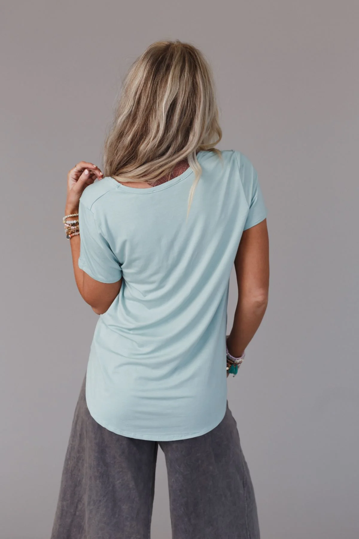 Scoop Neck Bralette Tee - Washed Seafoam - Image 9