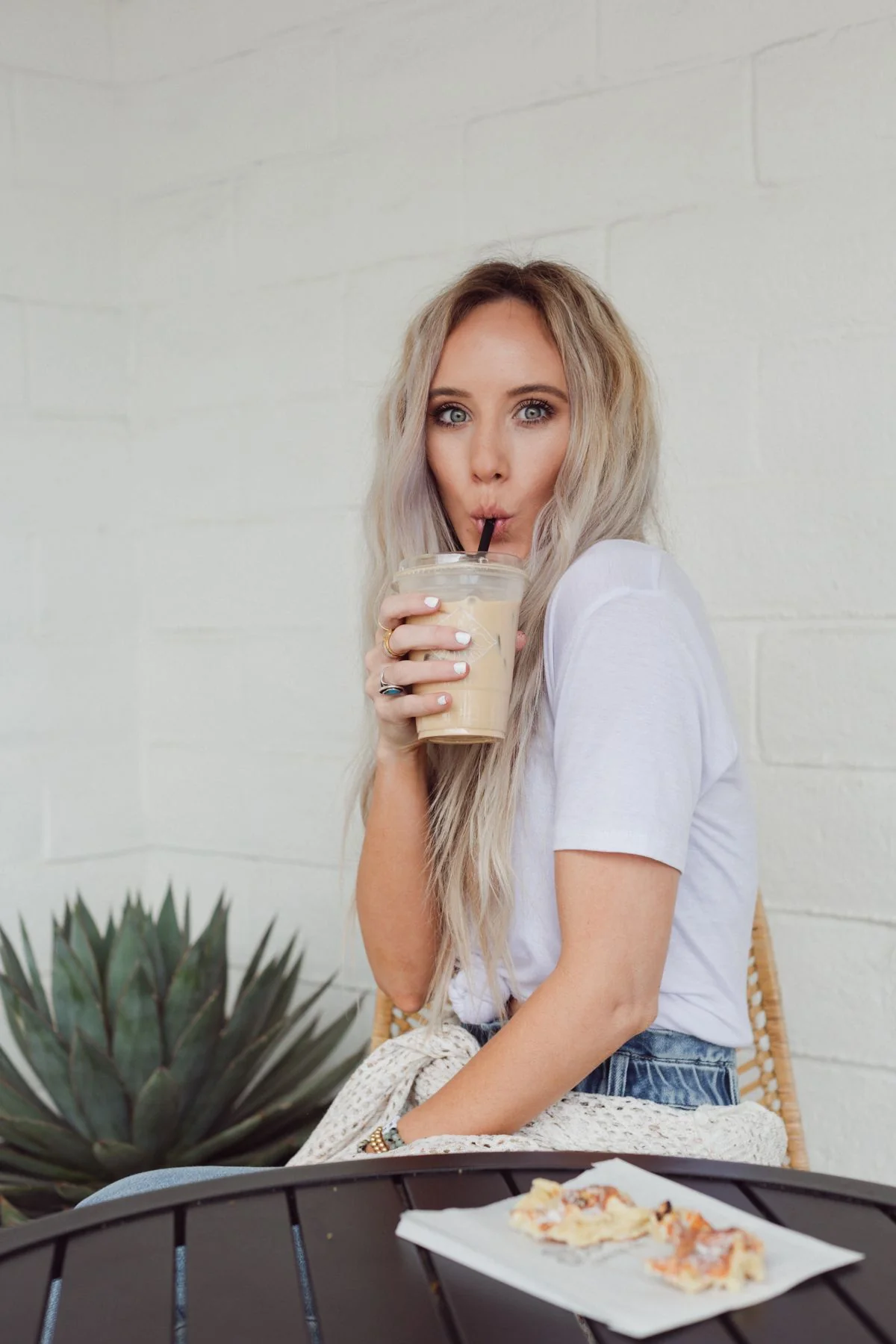 Scoop Neck Bralette Tee - White - Image 12