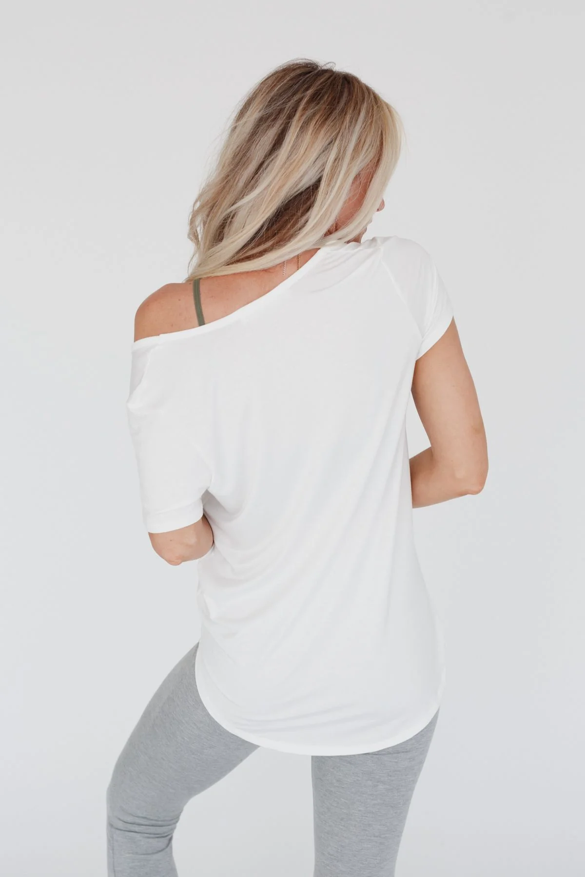 Scoop Neck Bralette Tee - White - Image 13