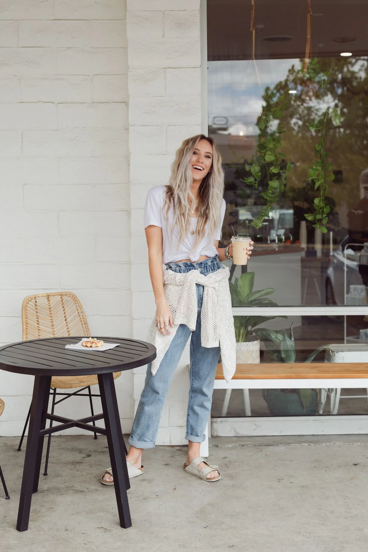 Scoop Neck Bralette Tee - White - Image 7