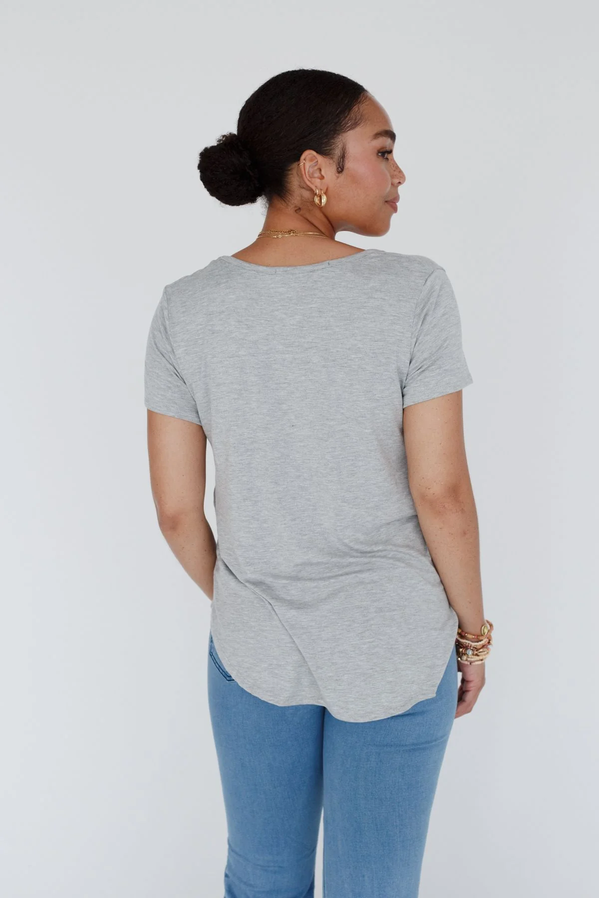 Scoop Neck Bralette Tee - Gray - Image 10