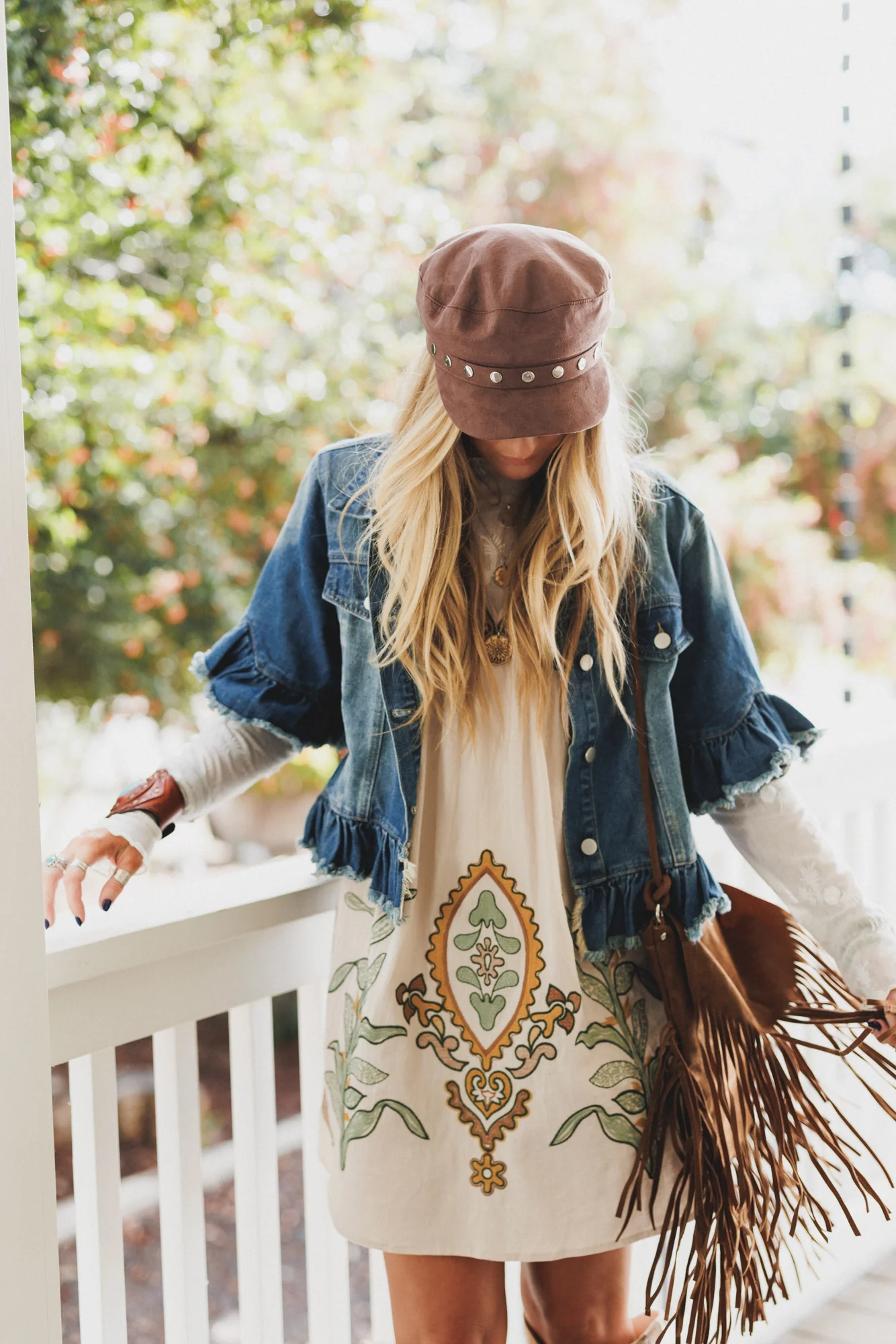 Scottie Ruffle Denim Jacket - Blue - Image 6