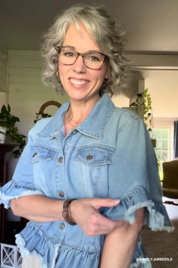 Scottie Ruffle Denim Jacket - Light Denim - Image 2