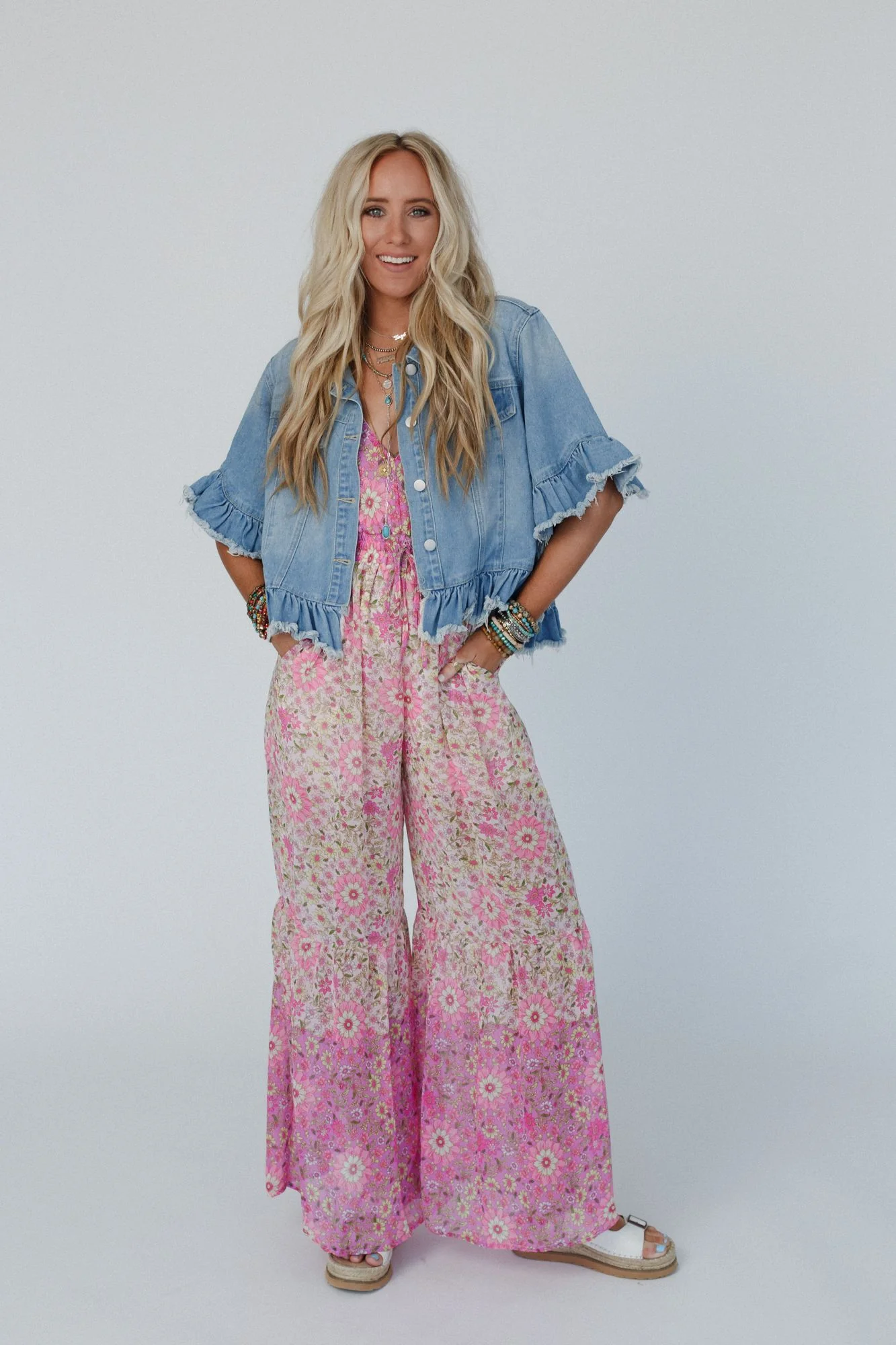 Scottie Ruffle Denim Jacket - Light Denim - Image 8