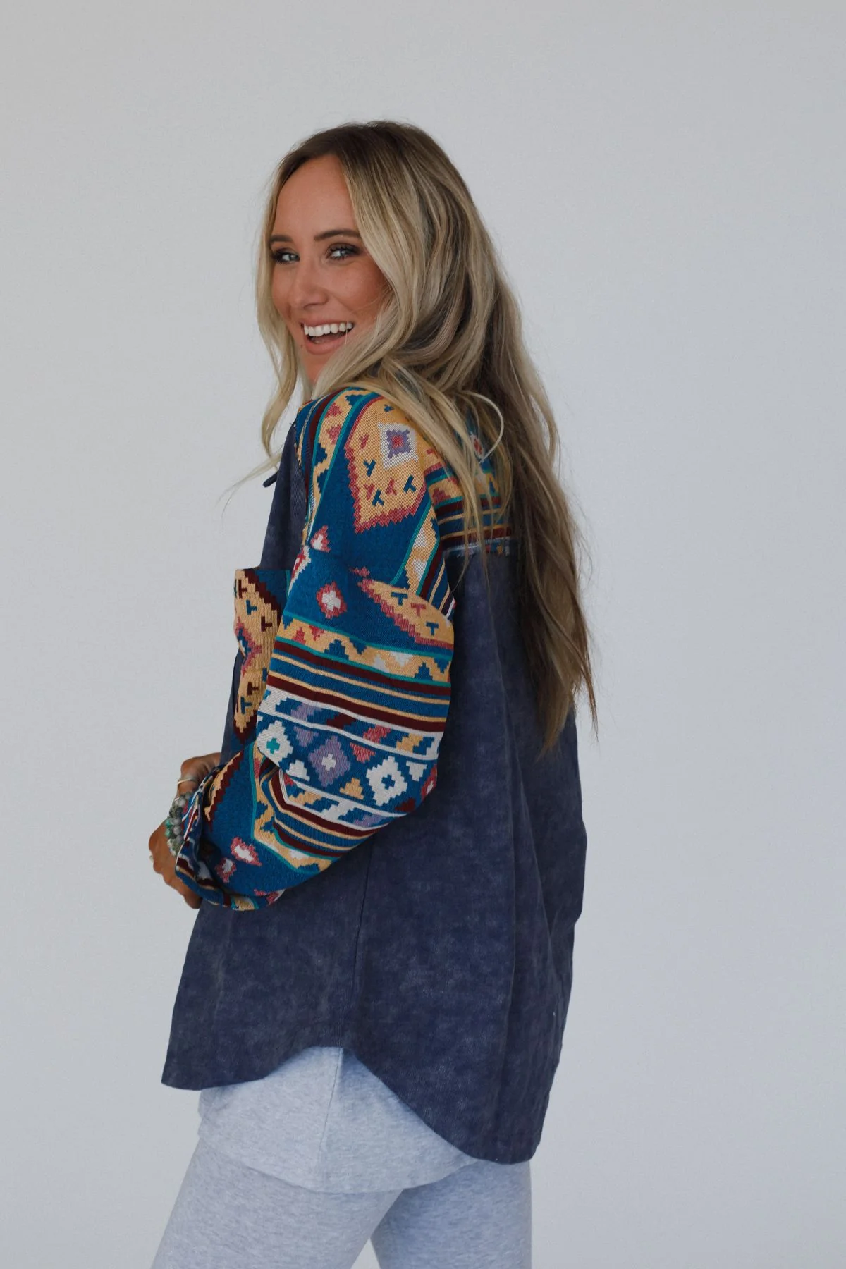 Scout Printed Sleeve Jacket - Denim - Image 6
