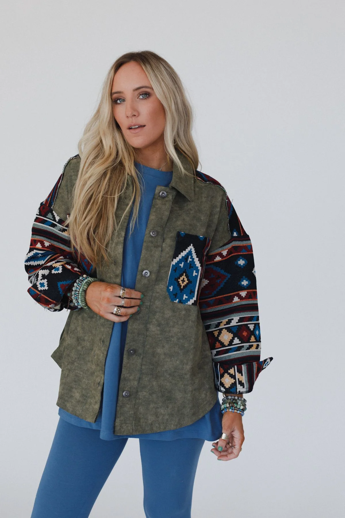 Scout Printed Sleeve Jacket - Olive - Image 4