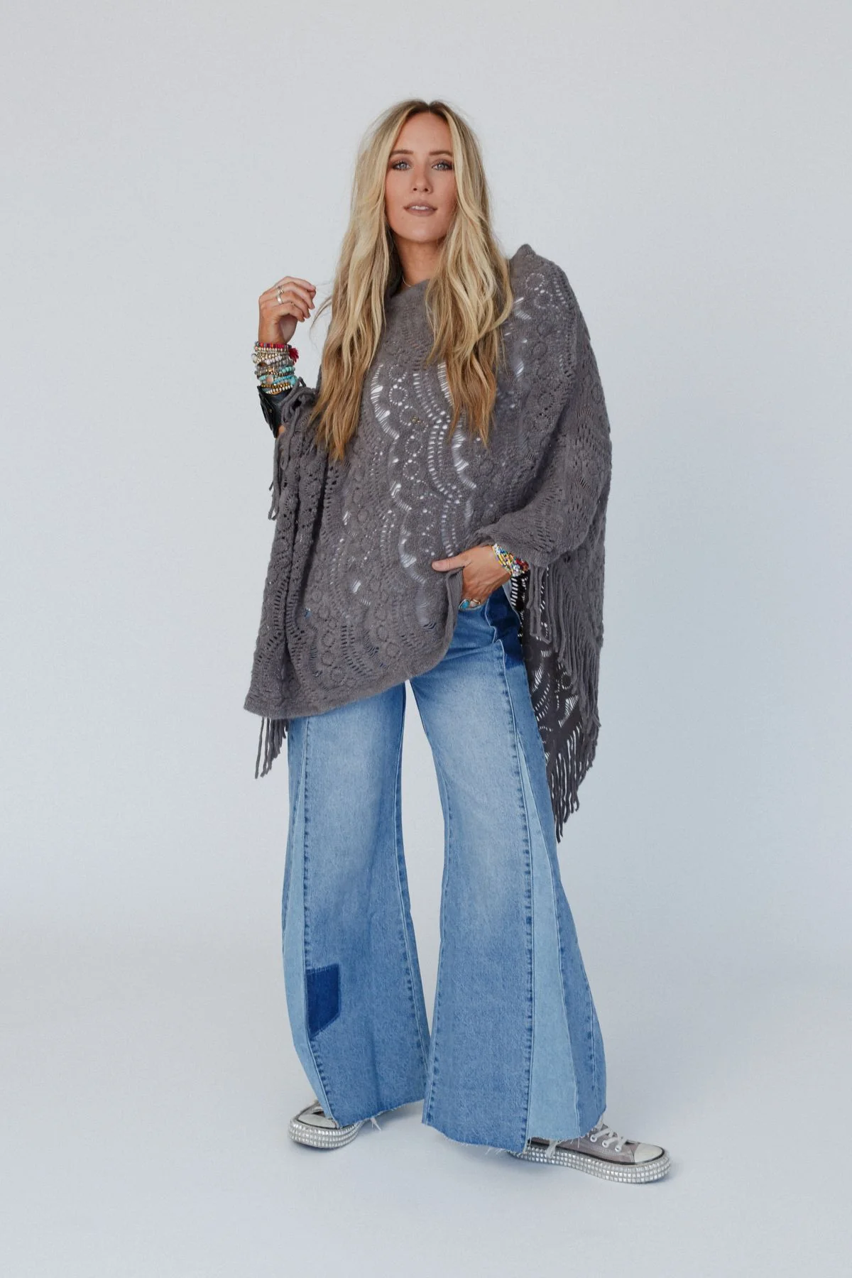 Sea Beyond Lace Poncho - Gray - Image 2