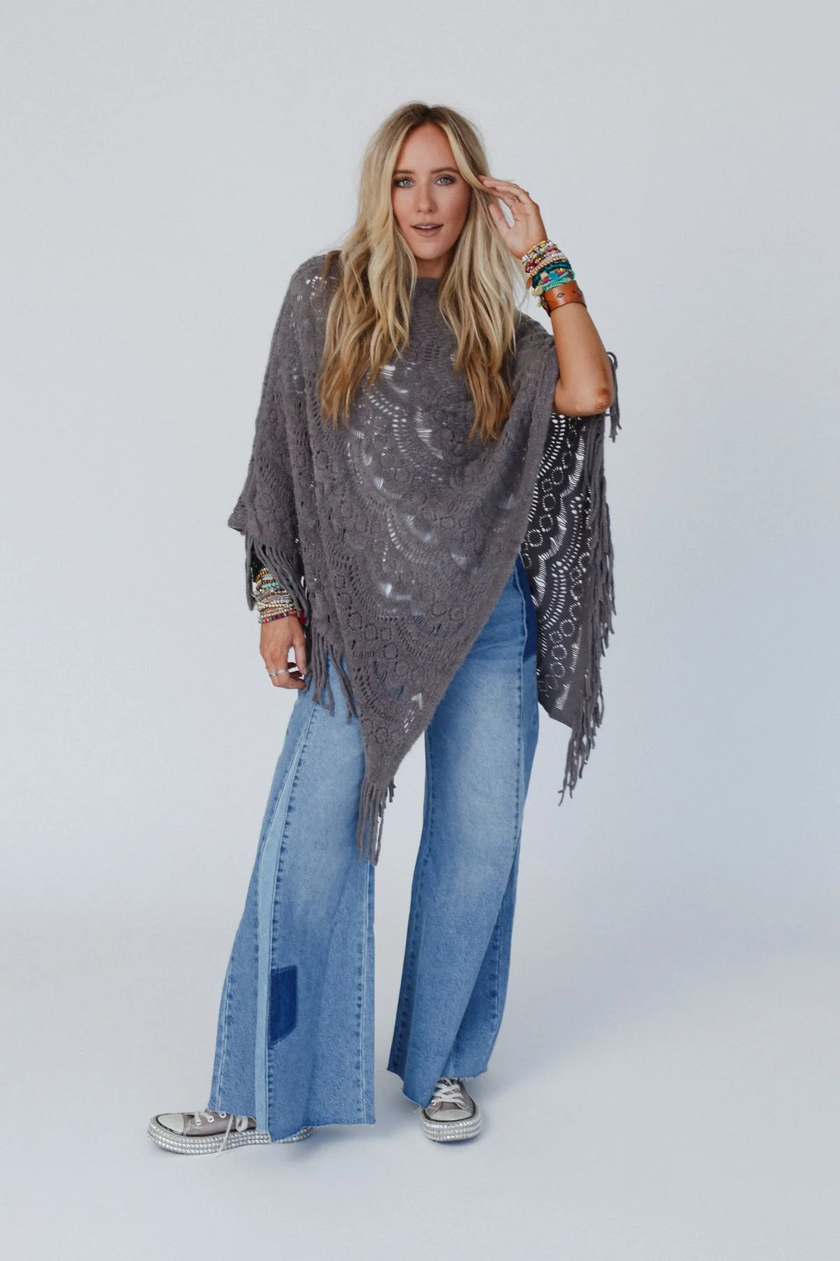Sea Beyond Lace Poncho - Gray - Image 3