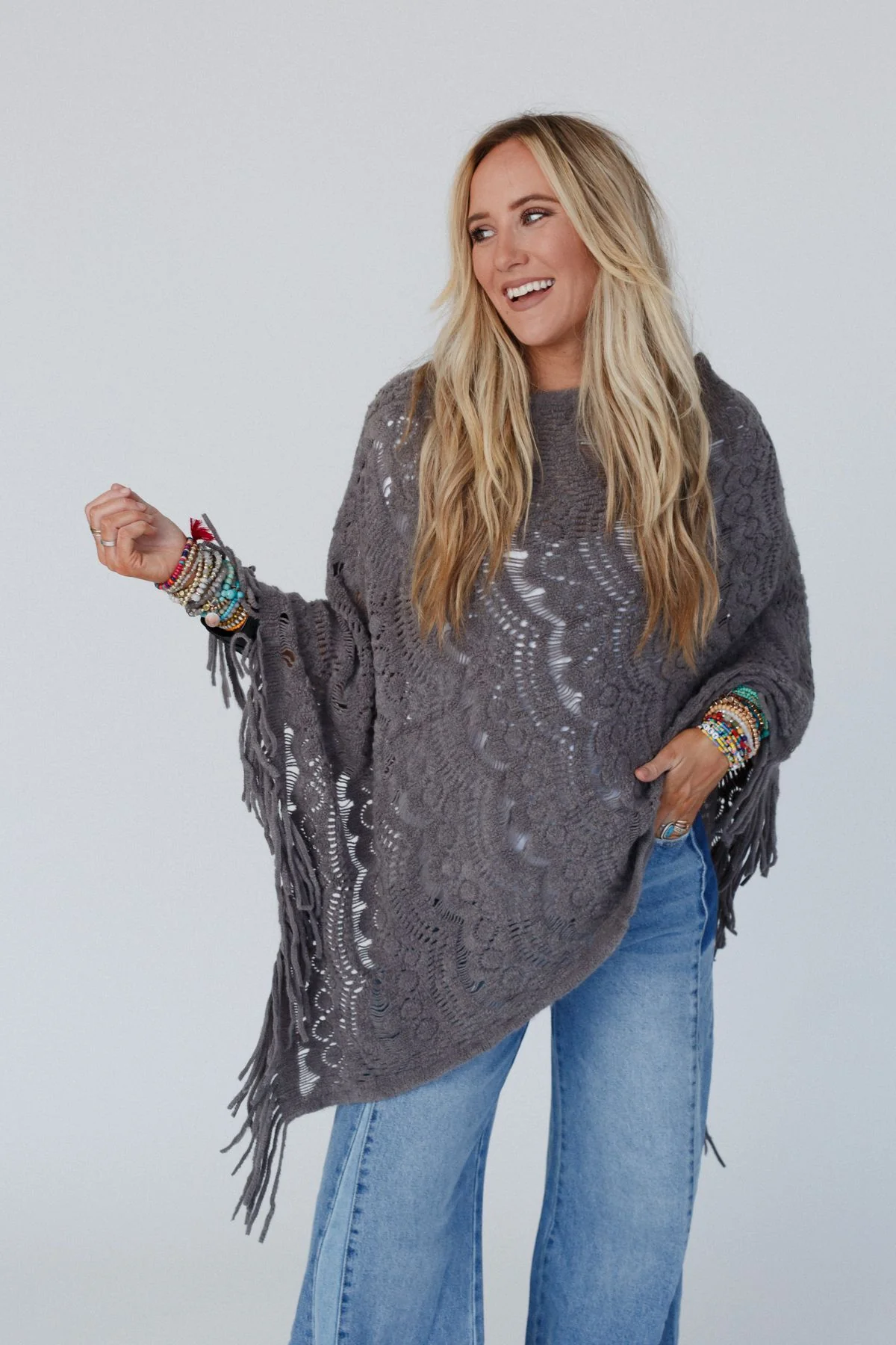Sea Beyond Lace Poncho - Gray - Image 5