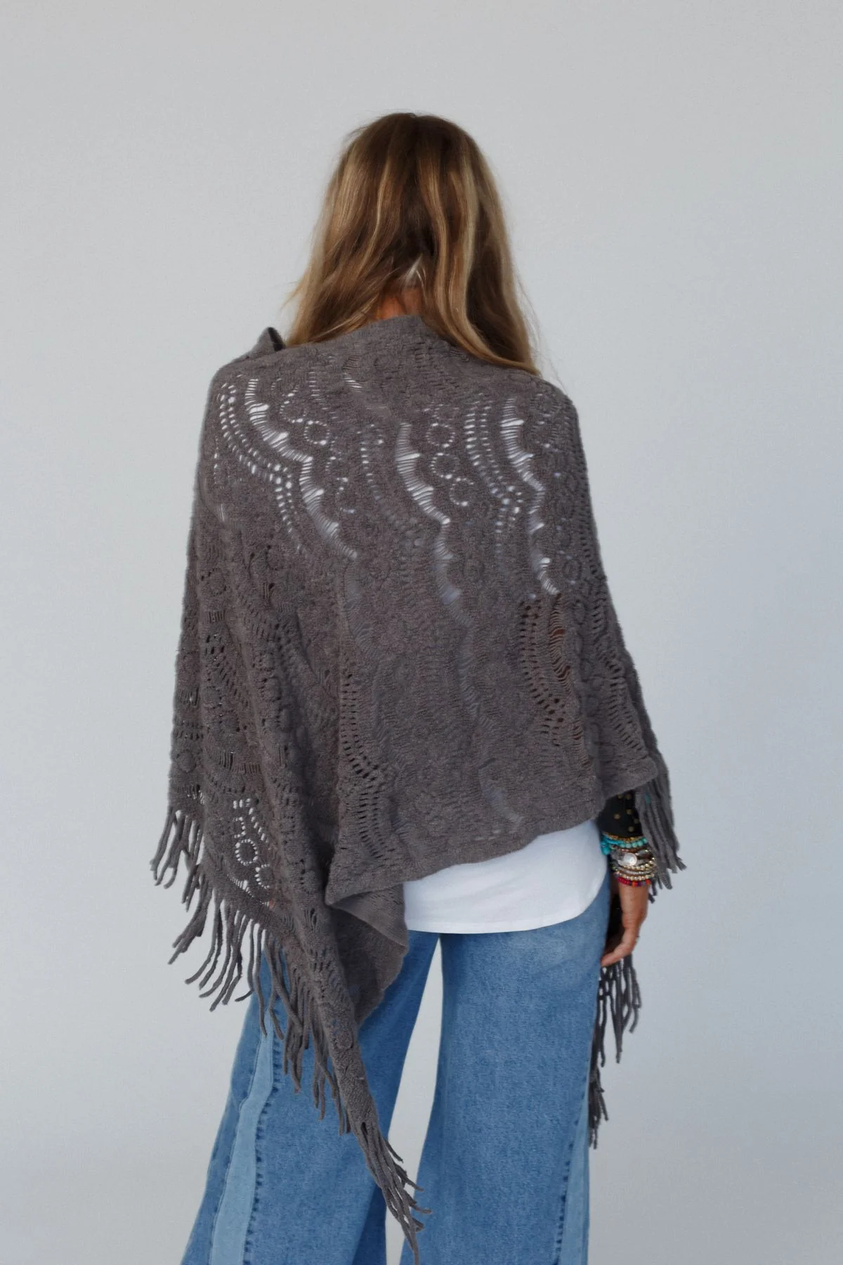 Sea Beyond Lace Poncho - Gray - Image 7
