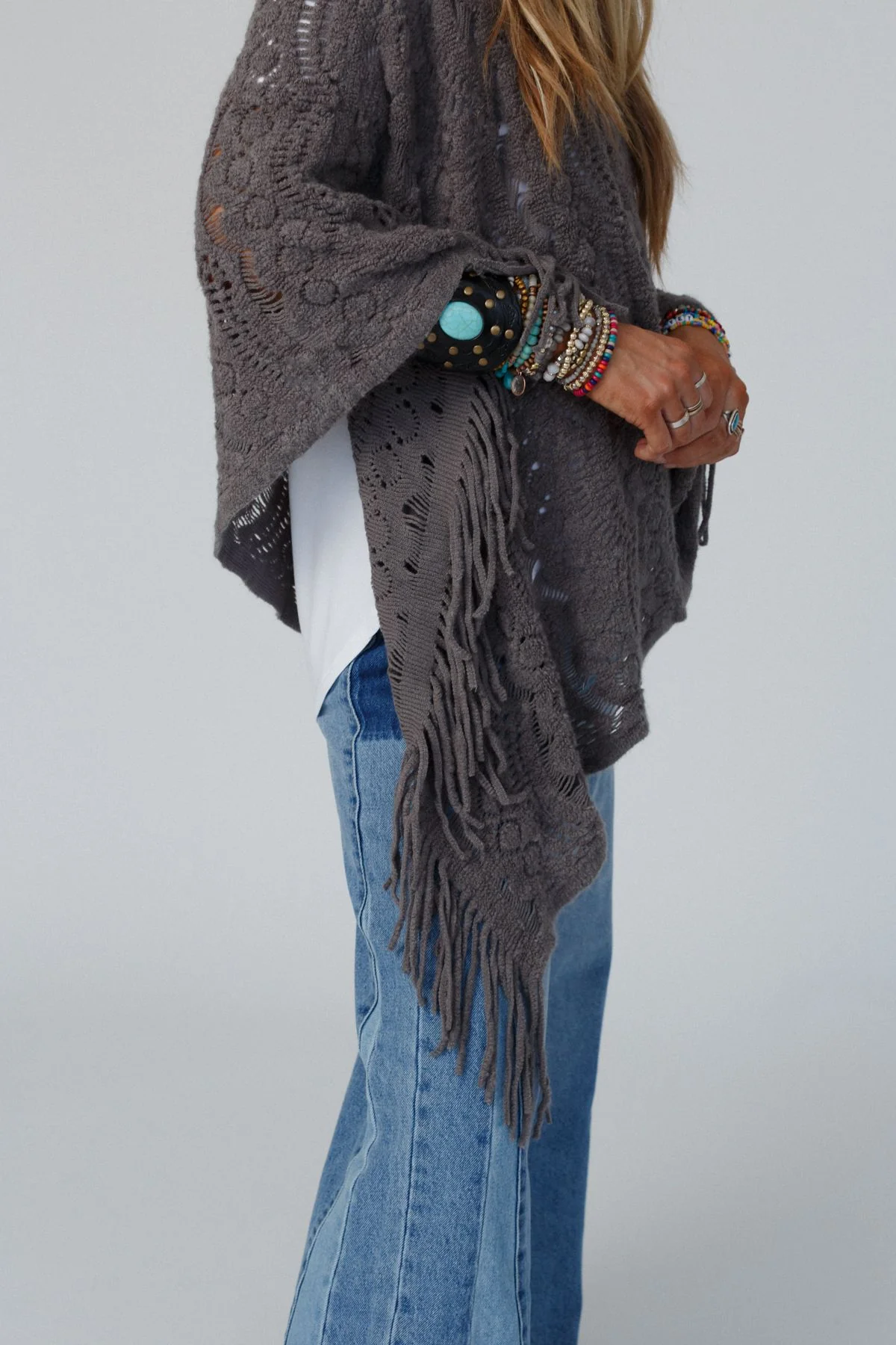 Sea Beyond Lace Poncho - Gray - Image 8
