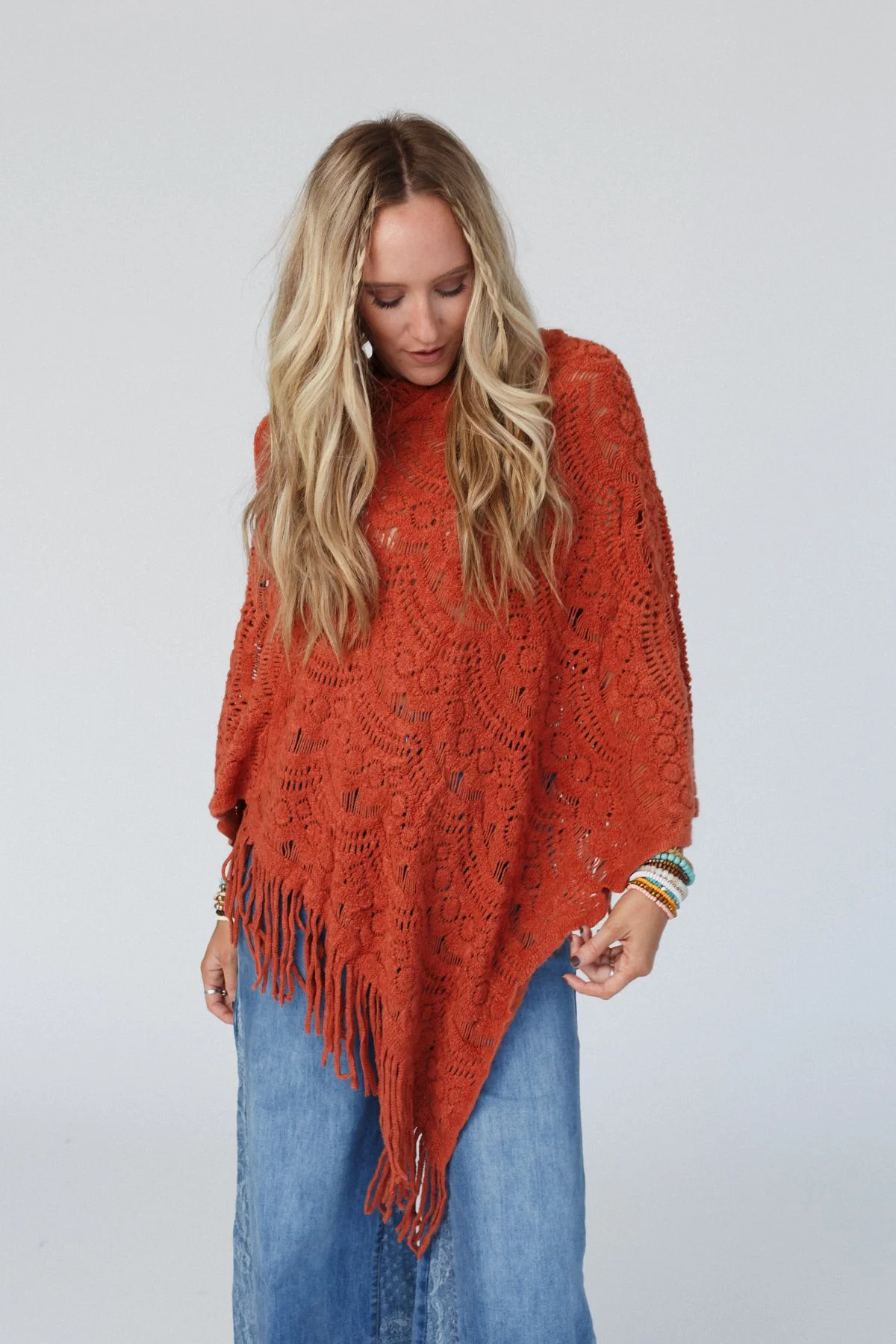 Sea Beyond Lace Poncho - Rust - Image 3