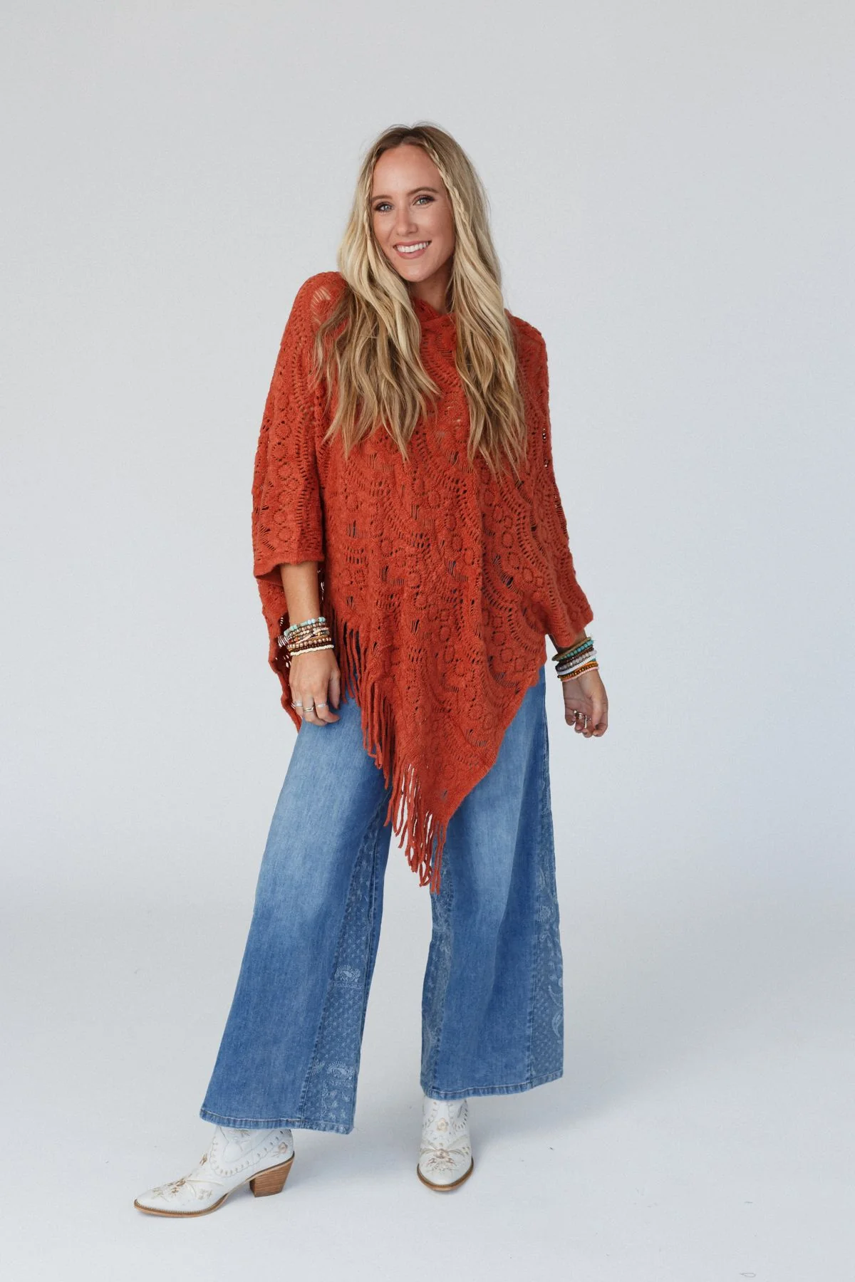Sea Beyond Lace Poncho - Rust - Image 6