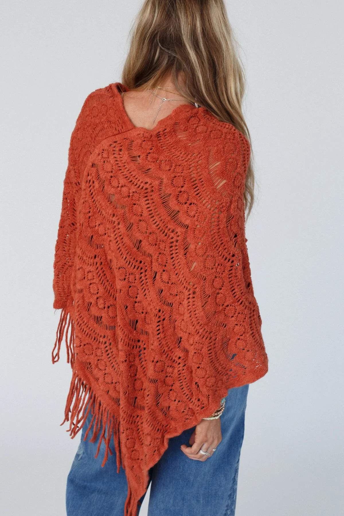 Sea Beyond Lace Poncho - Rust - Image 7