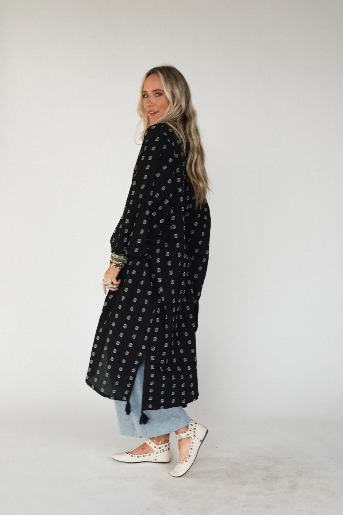 Selene Tassel Kimono - Black - Image 5