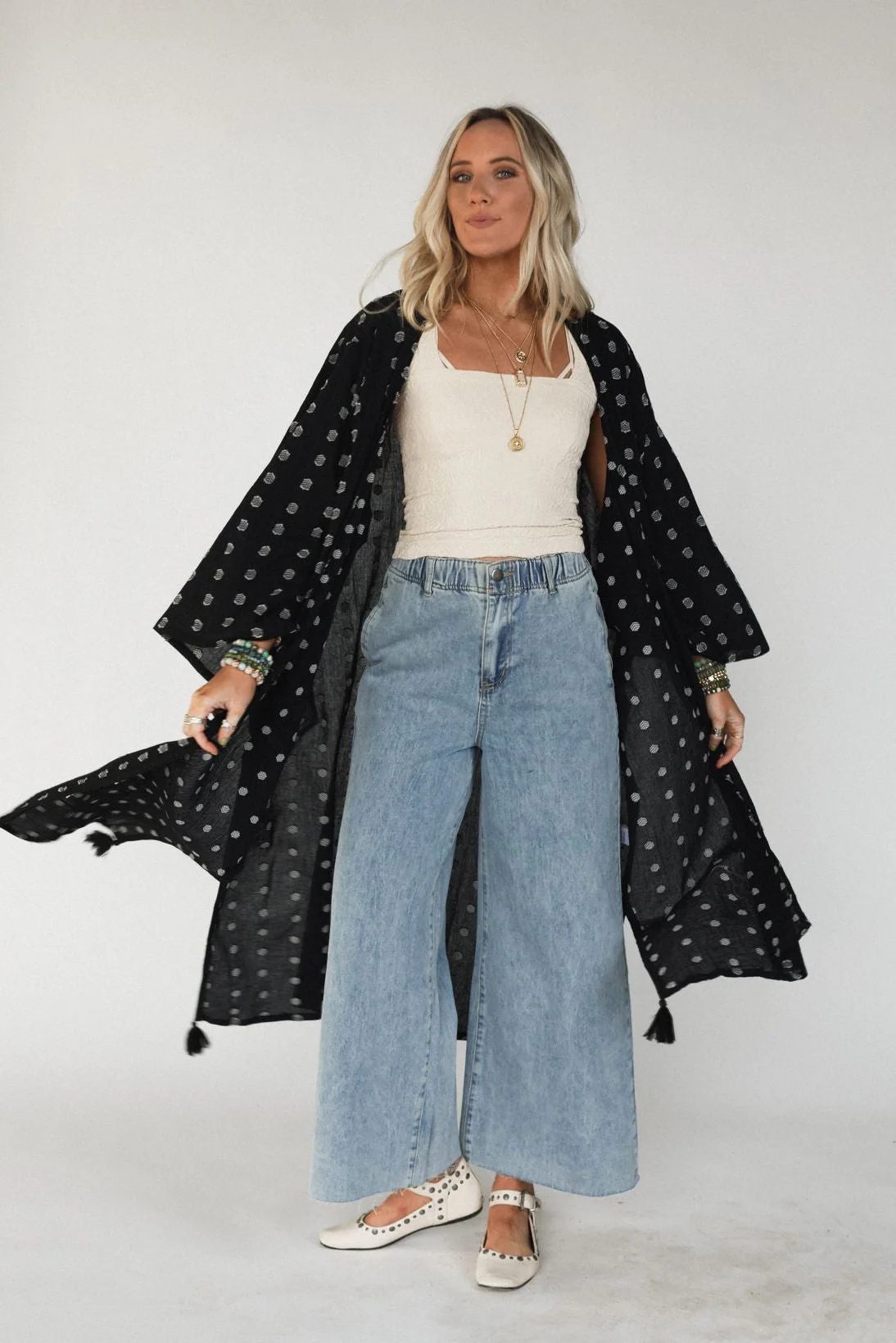 Selene Tassel Kimono - Black